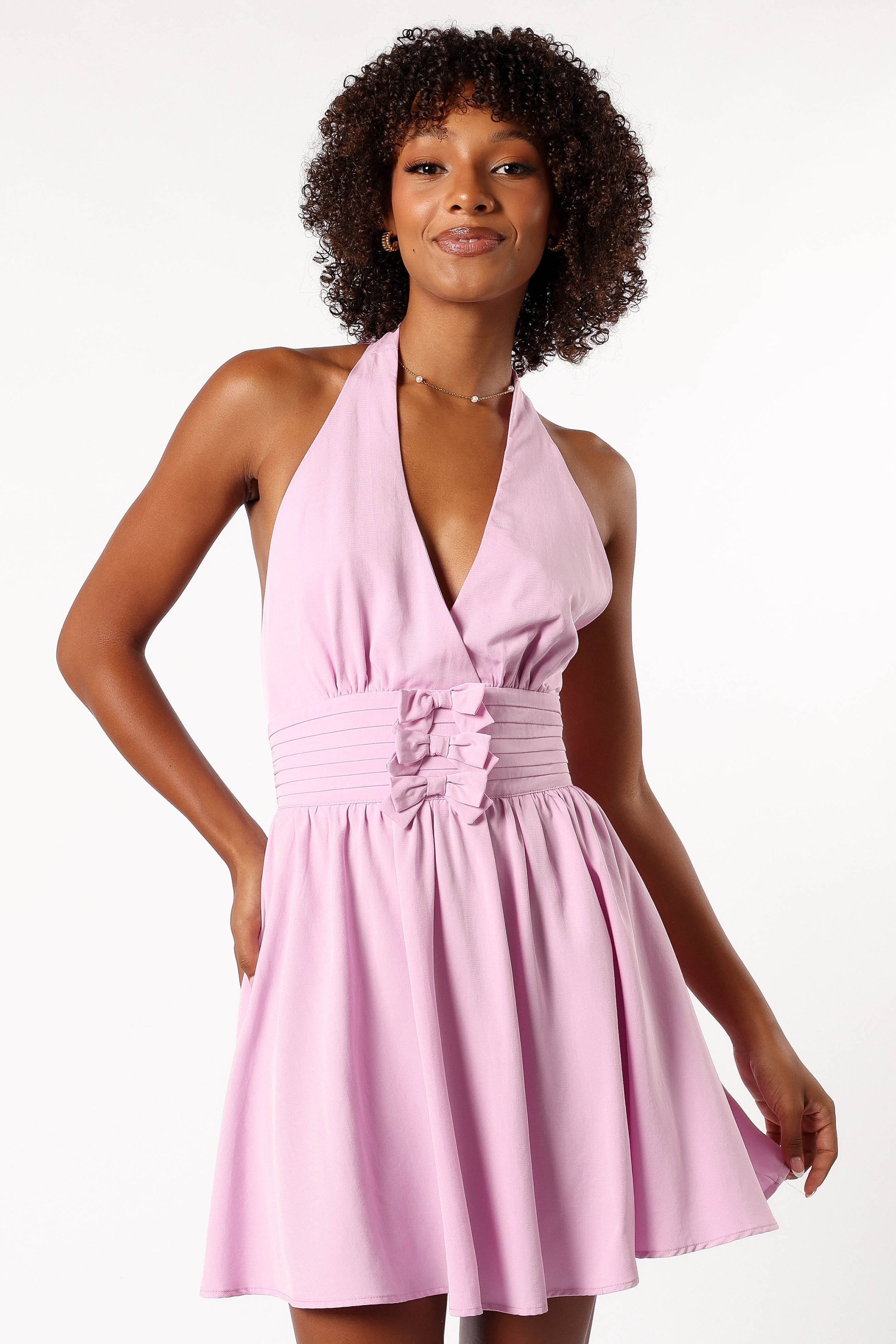 DRESSES @Leigh Halterneck Mini Dress - Lavender