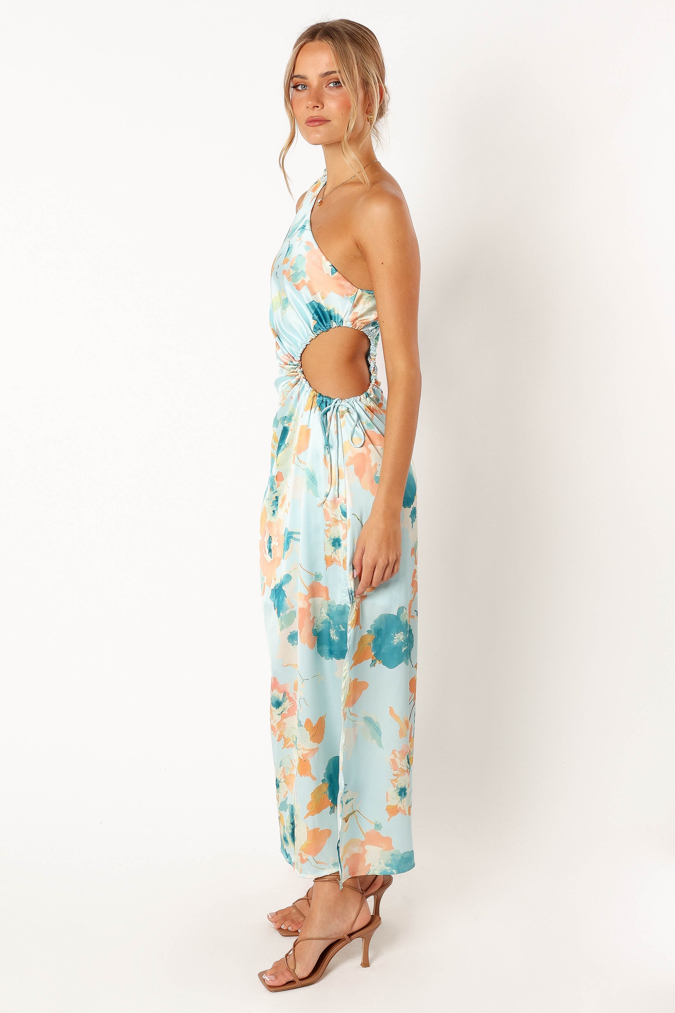 DRESSES @Leighton One Shoulder Midi Dress - Light Blue