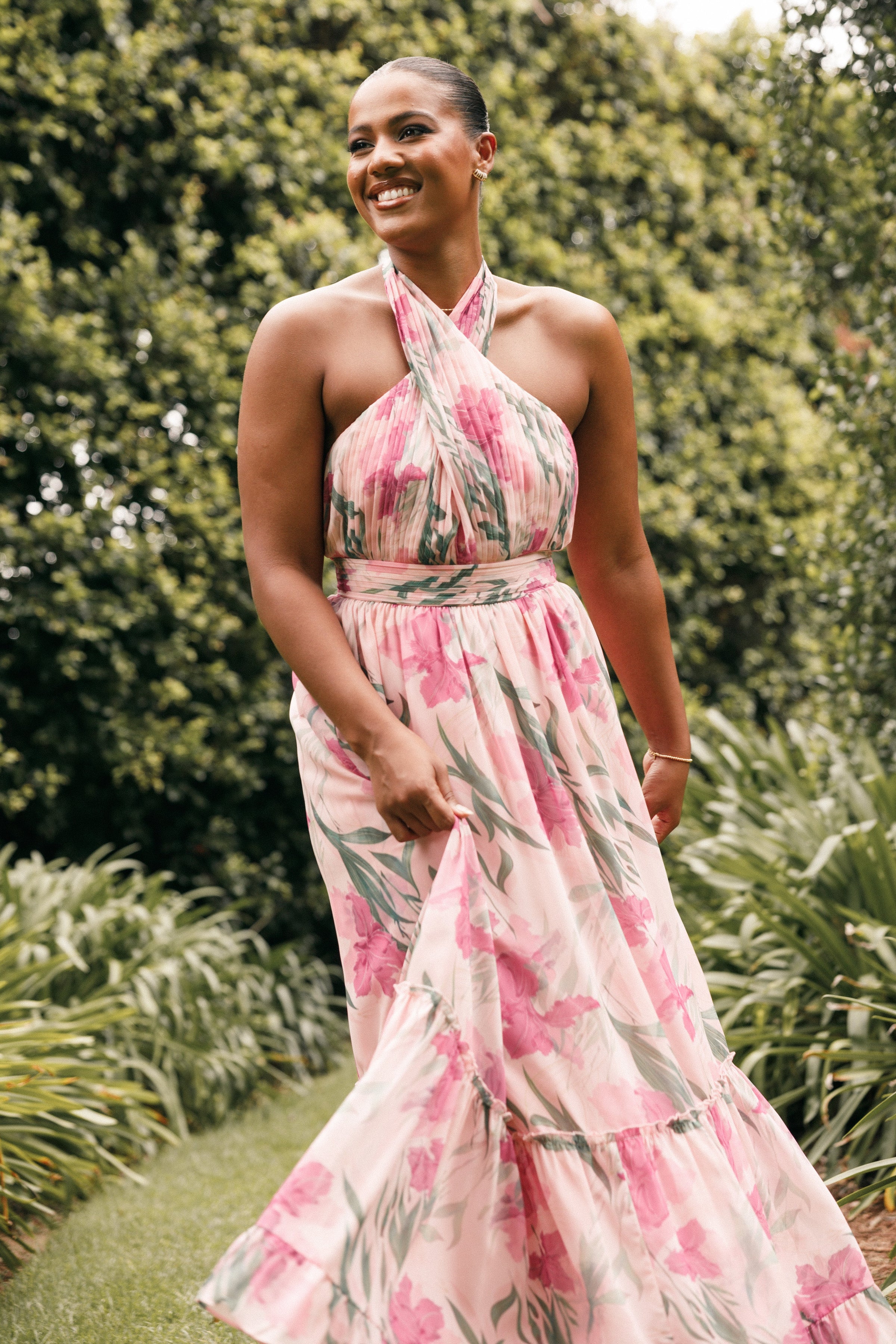 DRESSES Lennon Halterneck Maxi Dress - Pink Floral