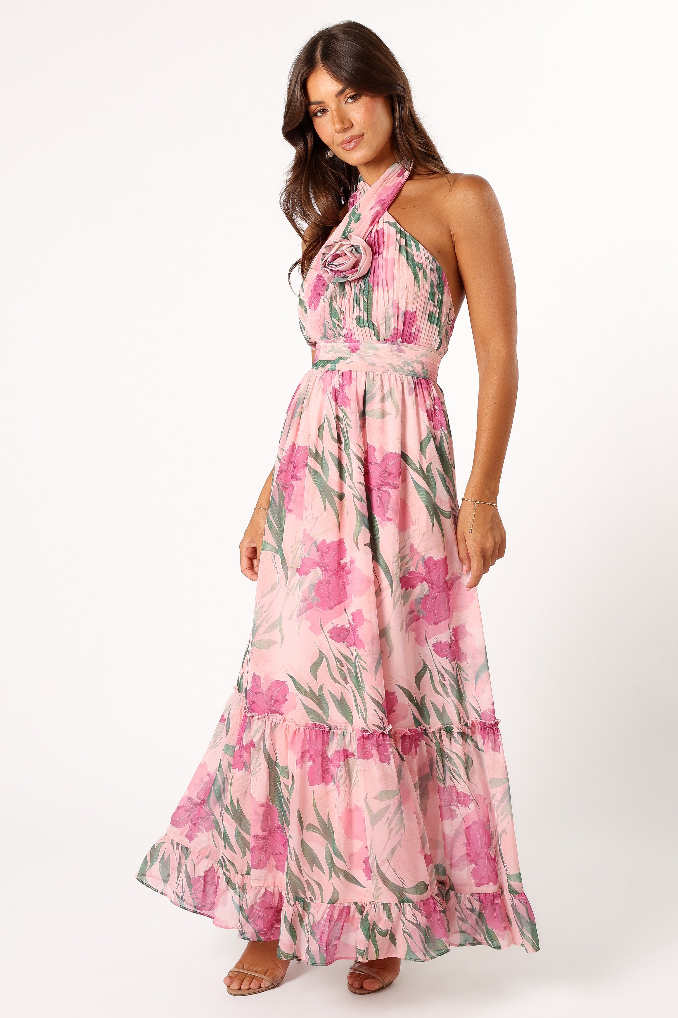 DRESSES @Lennon Halterneck Maxi Dress - Pink Floral (Hold for Modern Romance)
