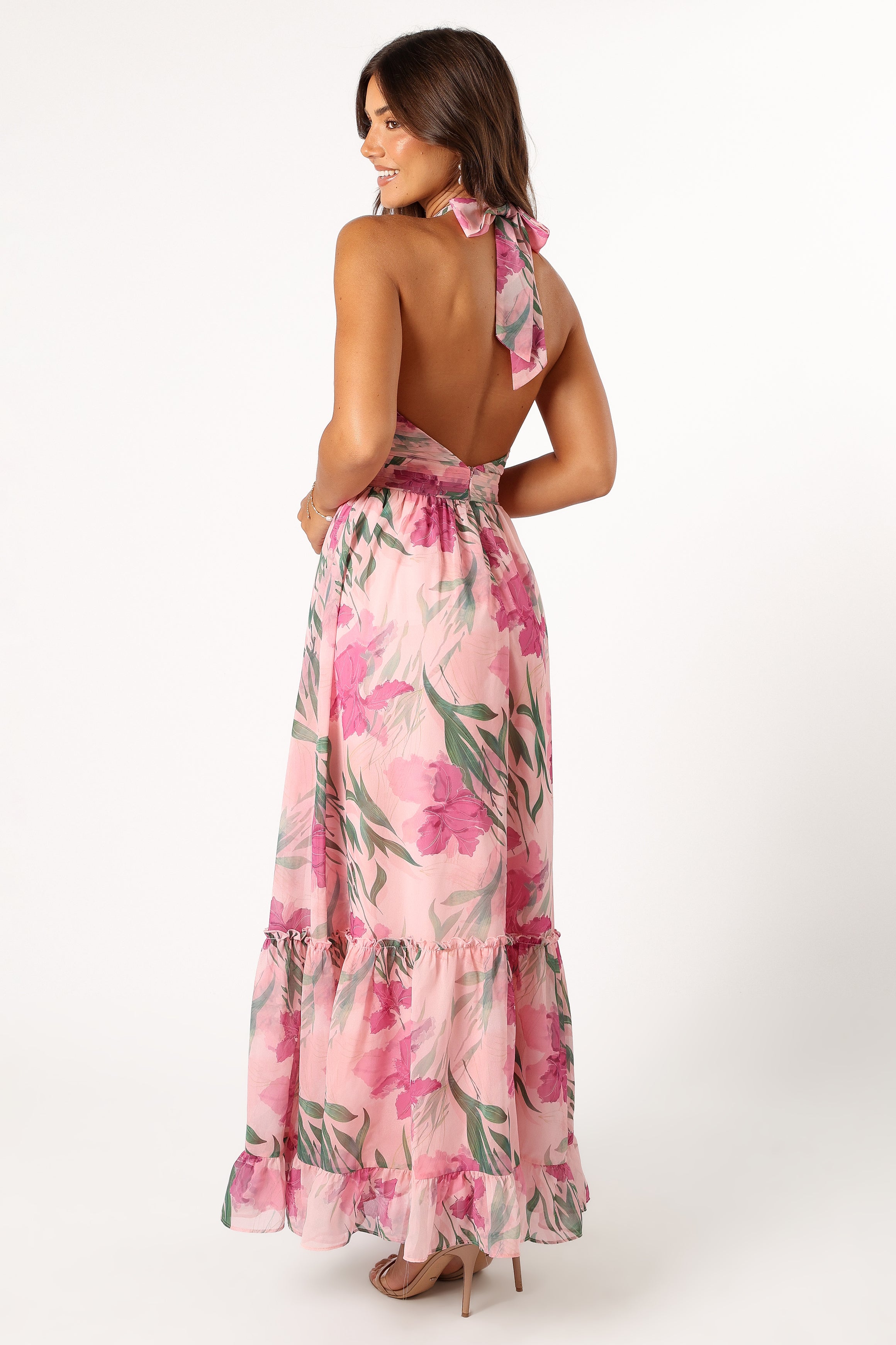 DRESSES @Lennon Halterneck Maxi Dress - Pink Floral (Hold for Modern Romance)