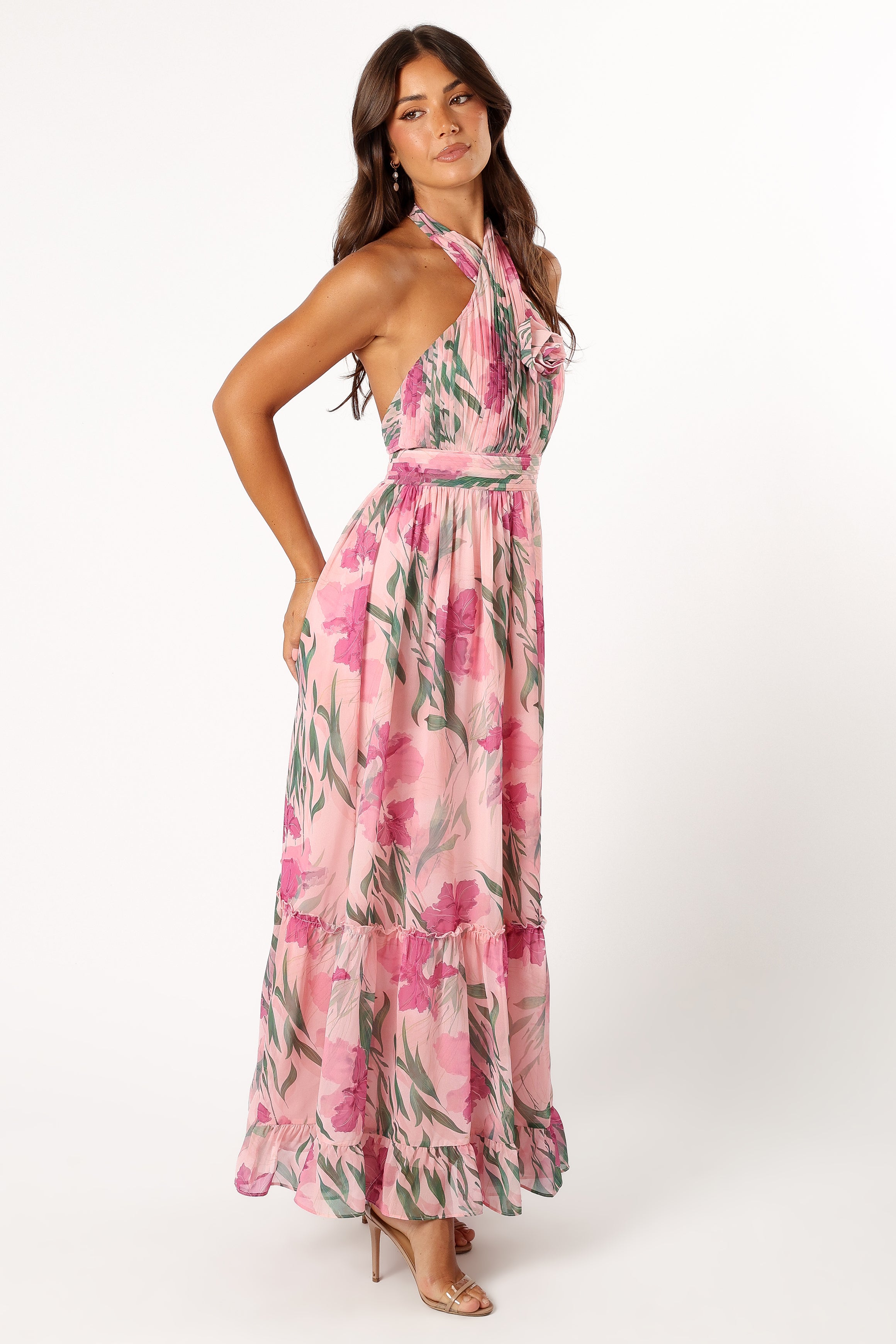 DRESSES @Lennon Halterneck Maxi Dress - Pink Floral (Hold for Modern Romance)