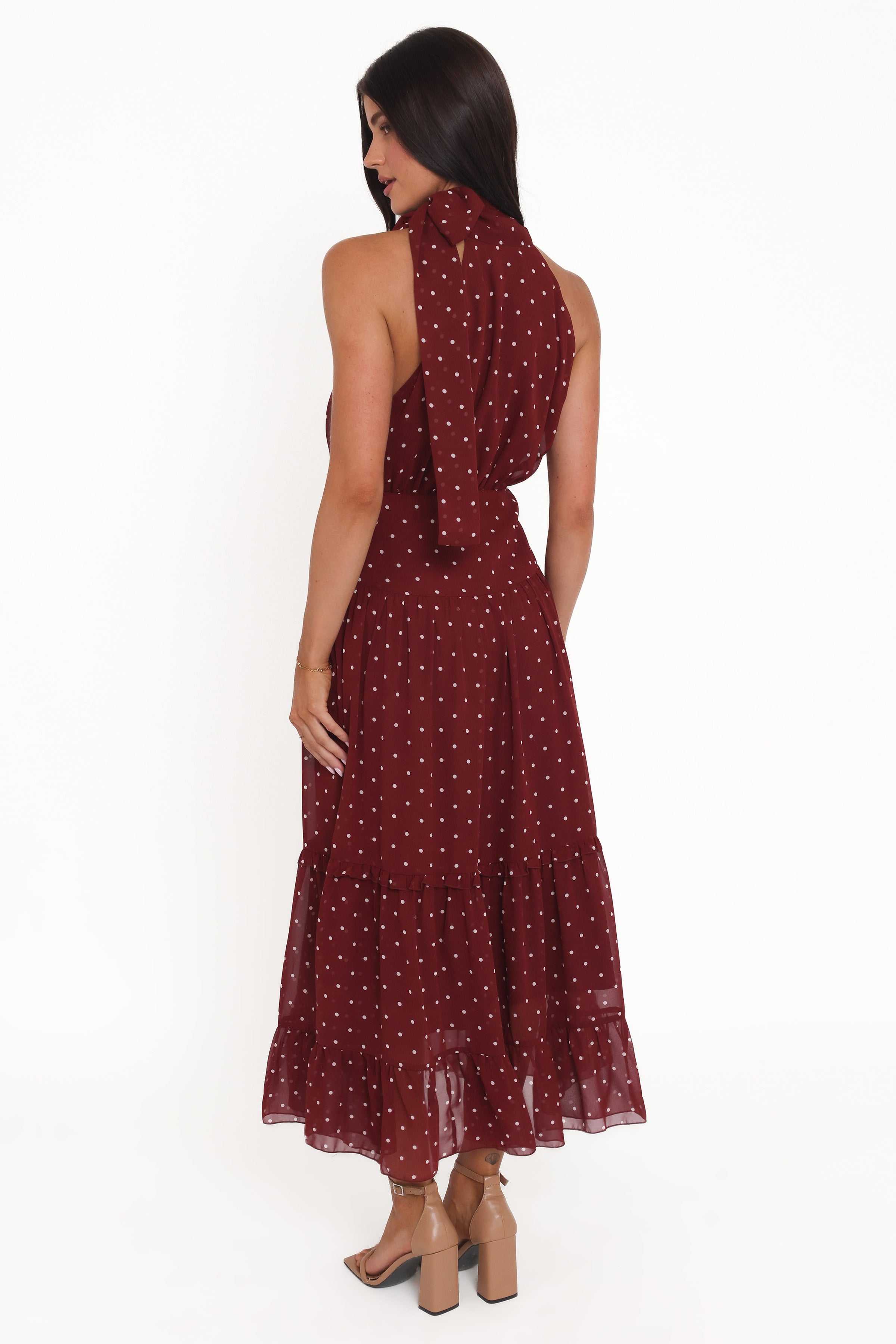 DRESSES Leona Halterneck Maxi Dress - Red Polka Dot