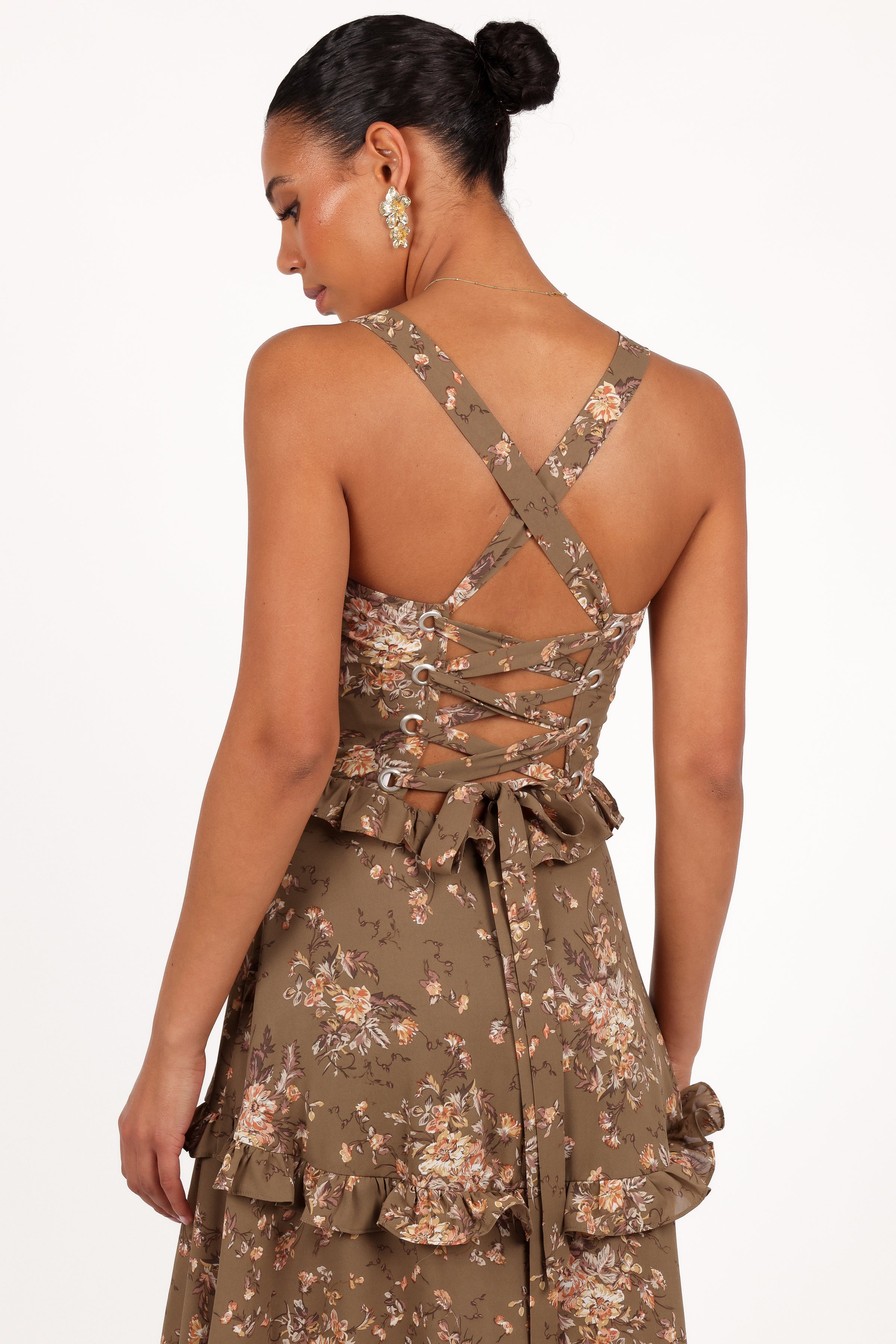 DRESSES Lillee Tiered Maxi Dress - Olive Print