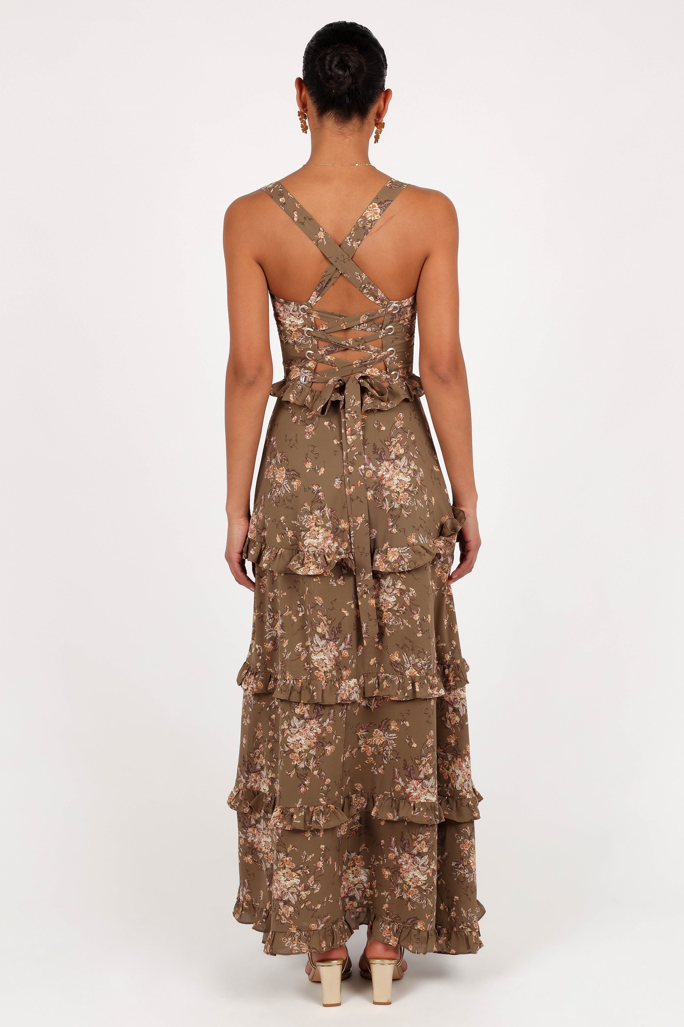 DRESSES Lillee Tiered Maxi Dress - Olive Print
