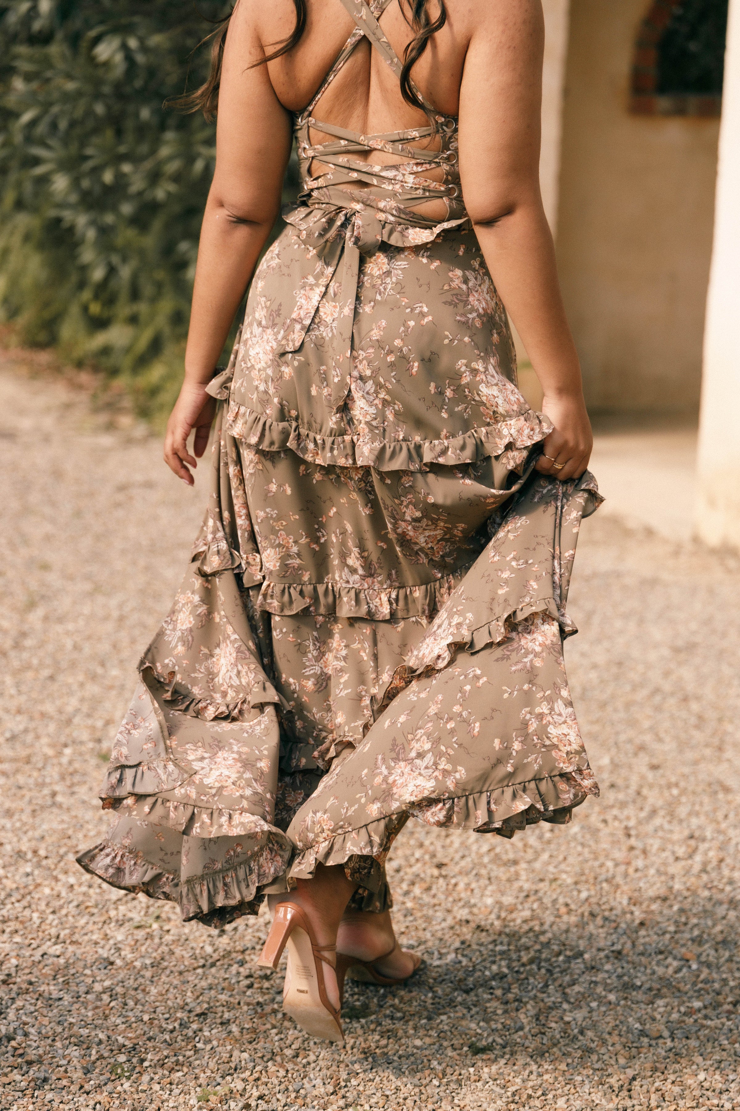 DRESSES Lillee Tiered Maxi Dress - Olive Print