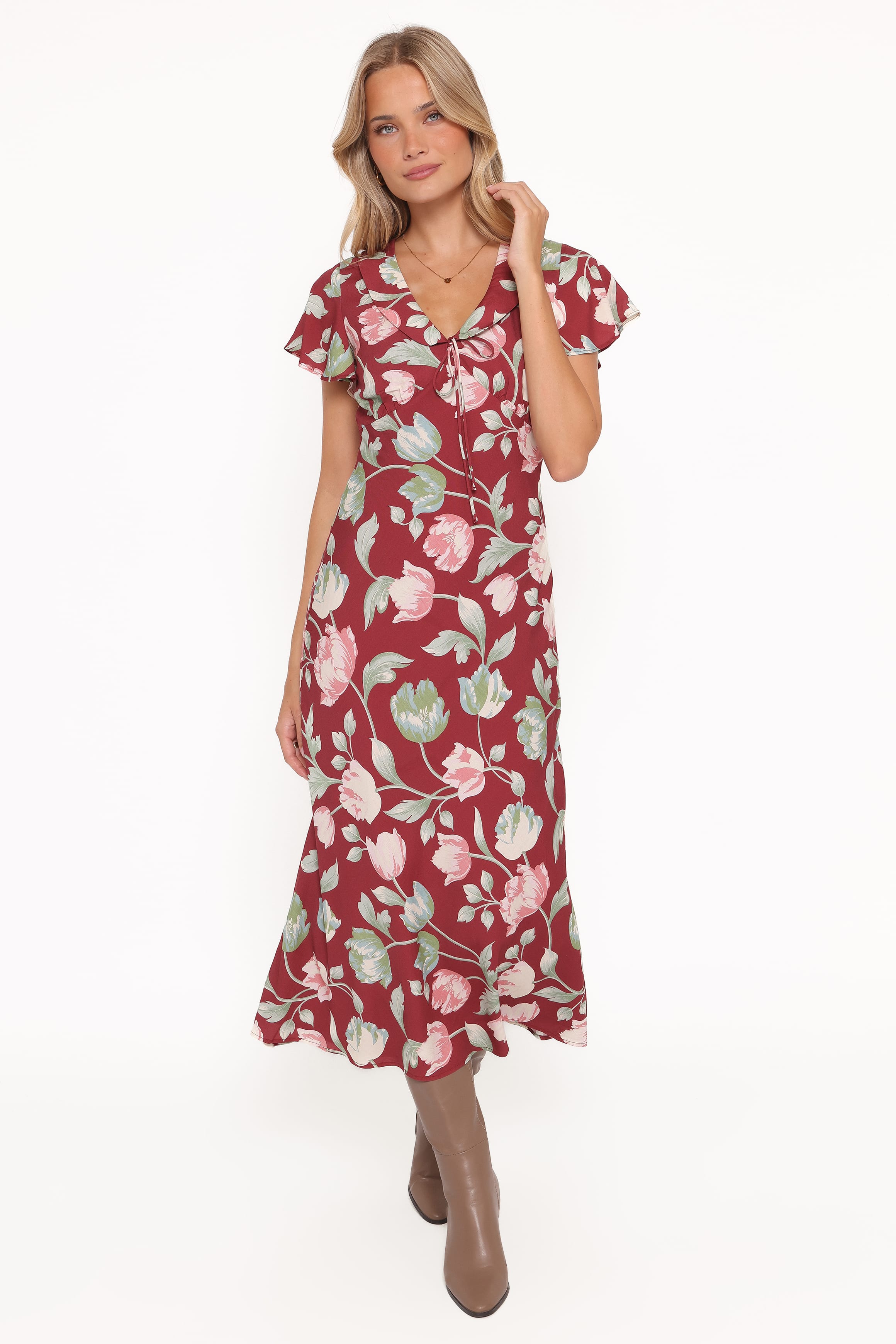 DRESSES Linden Midi Dress - Red Tulip Floral