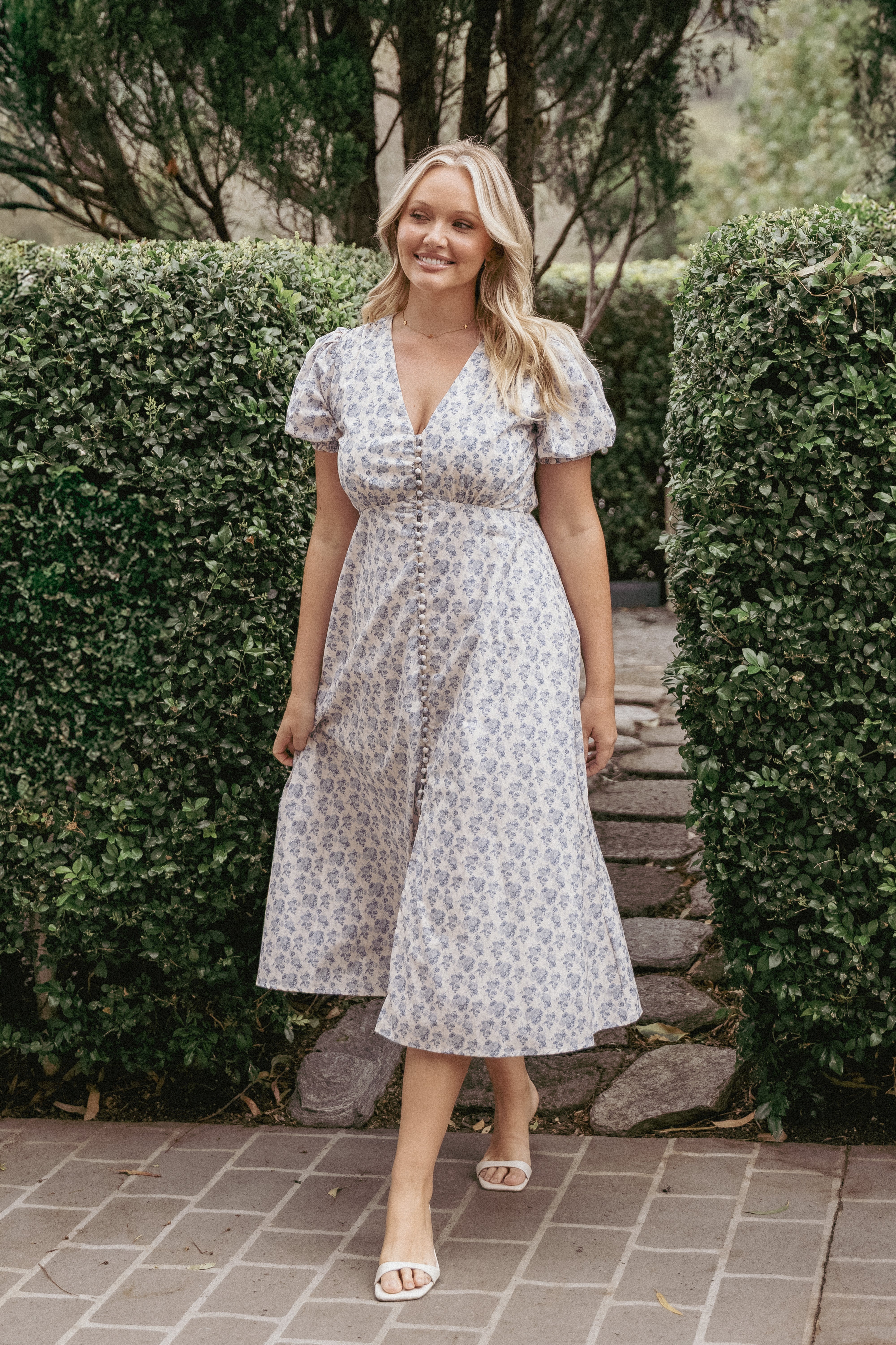 DRESSES Logen Floral Midi Dress - Parisian Bloom