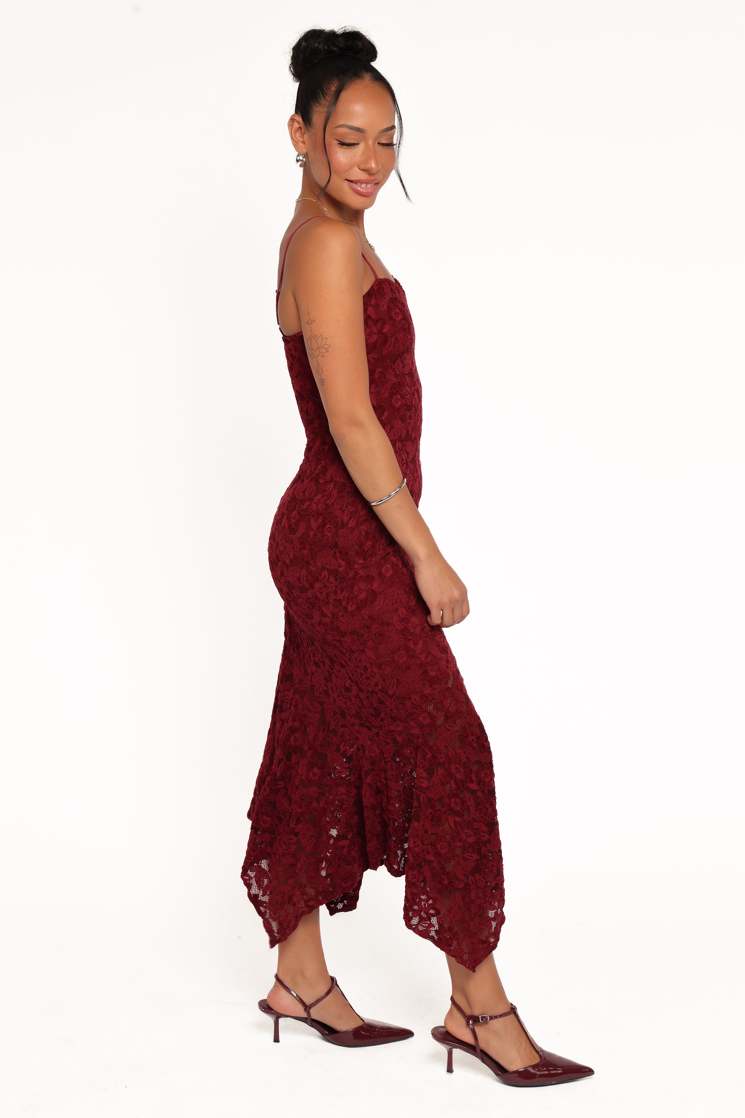 DRESSES Lorde Midi Dress - Burgundy Lace