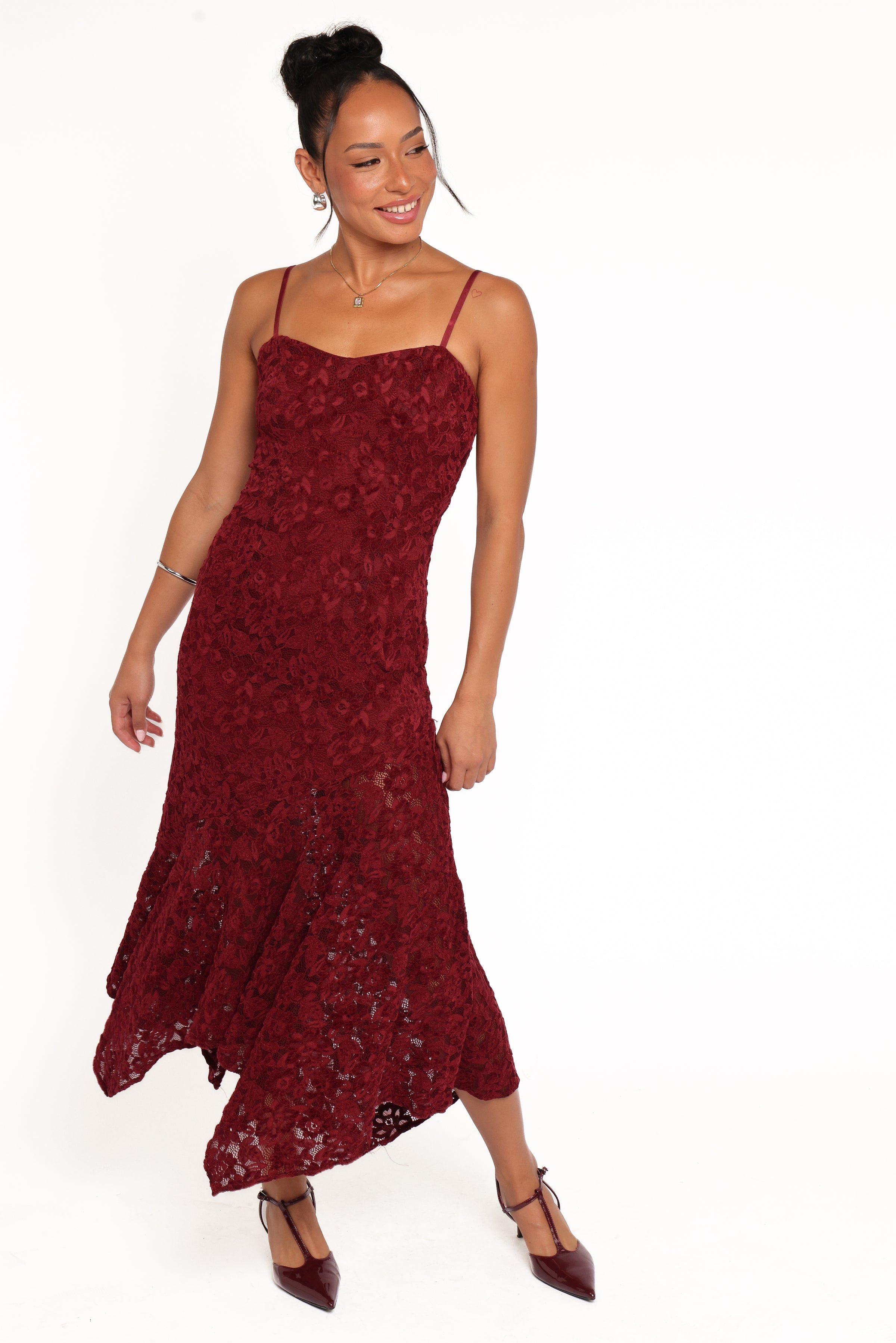 DRESSES Lorde Midi Dress - Burgundy Lace