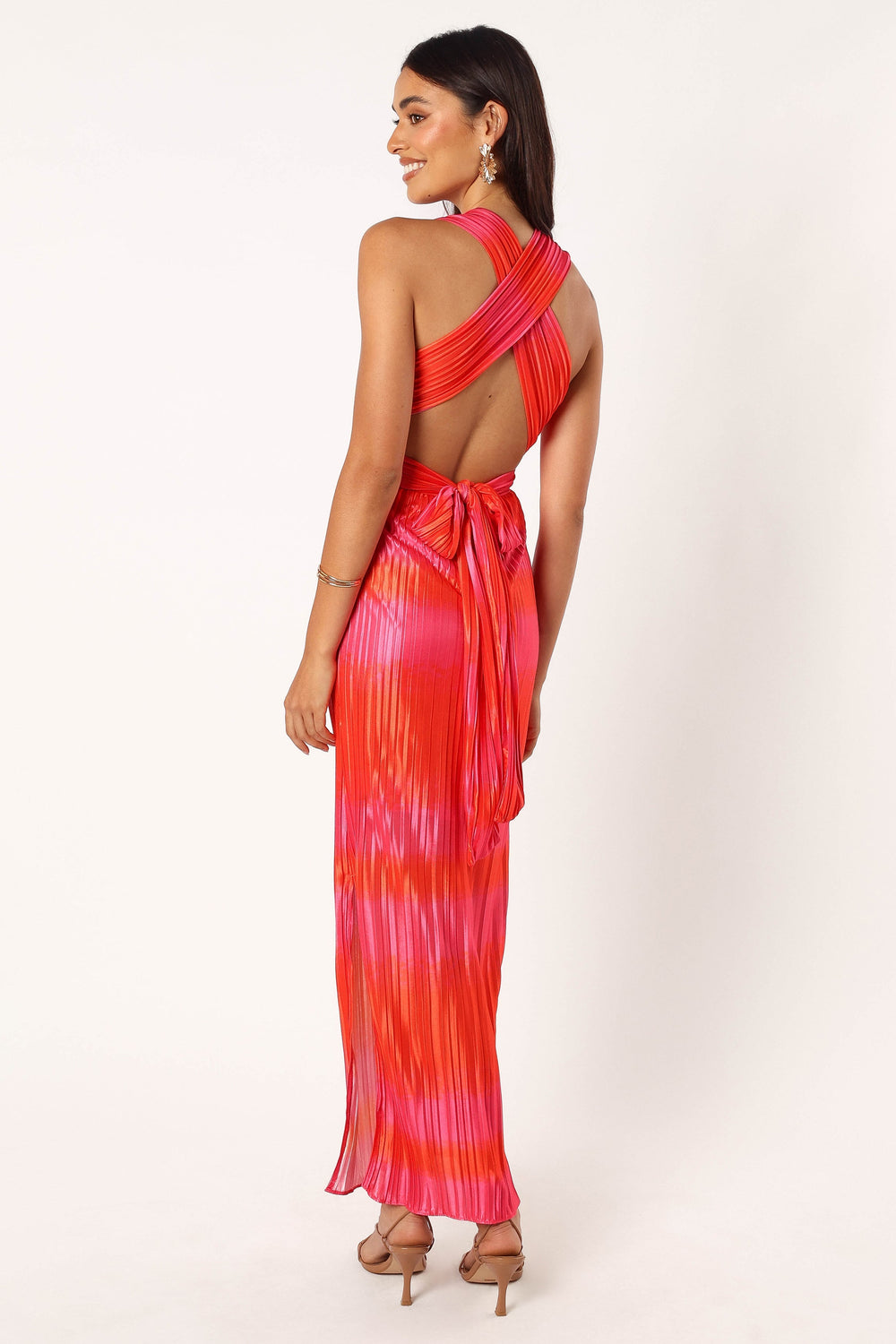 Collective Dress - Lowell Plisse Midi Dress - Red Pink image 6