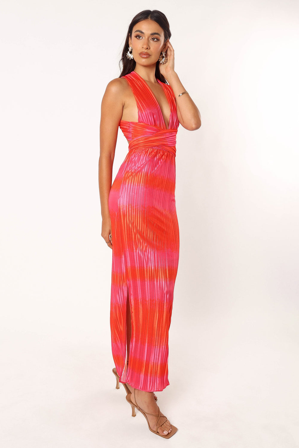 Collective Dress - Lowell Plisse Midi Dress - Red Pink image 4