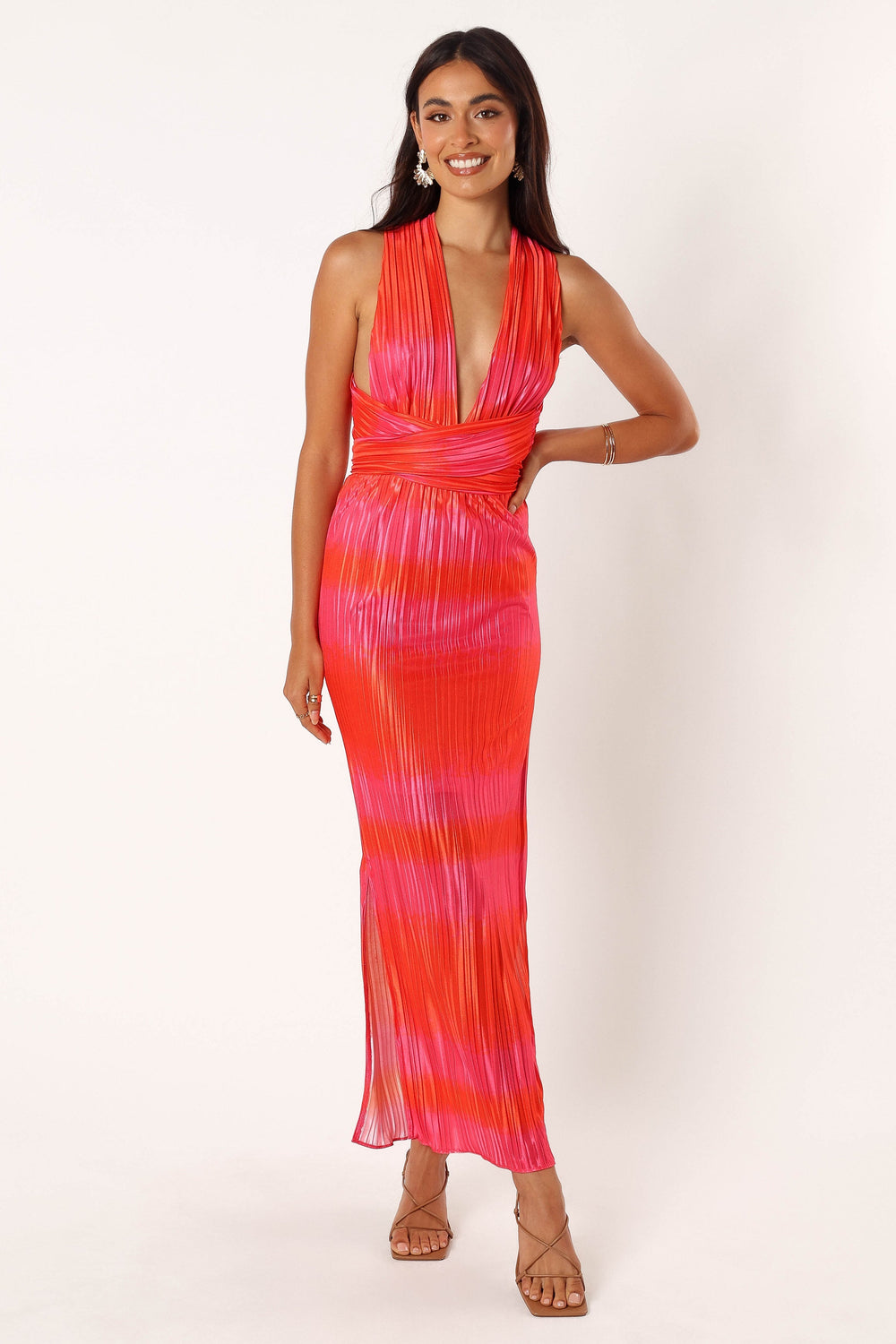 Collective Dress - Lowell Plisse Midi Dress - Red Pink image 5