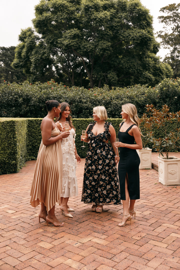 Collective Dress - Lucah Frill Shoulder Maxi Dress - Black Floral image 5