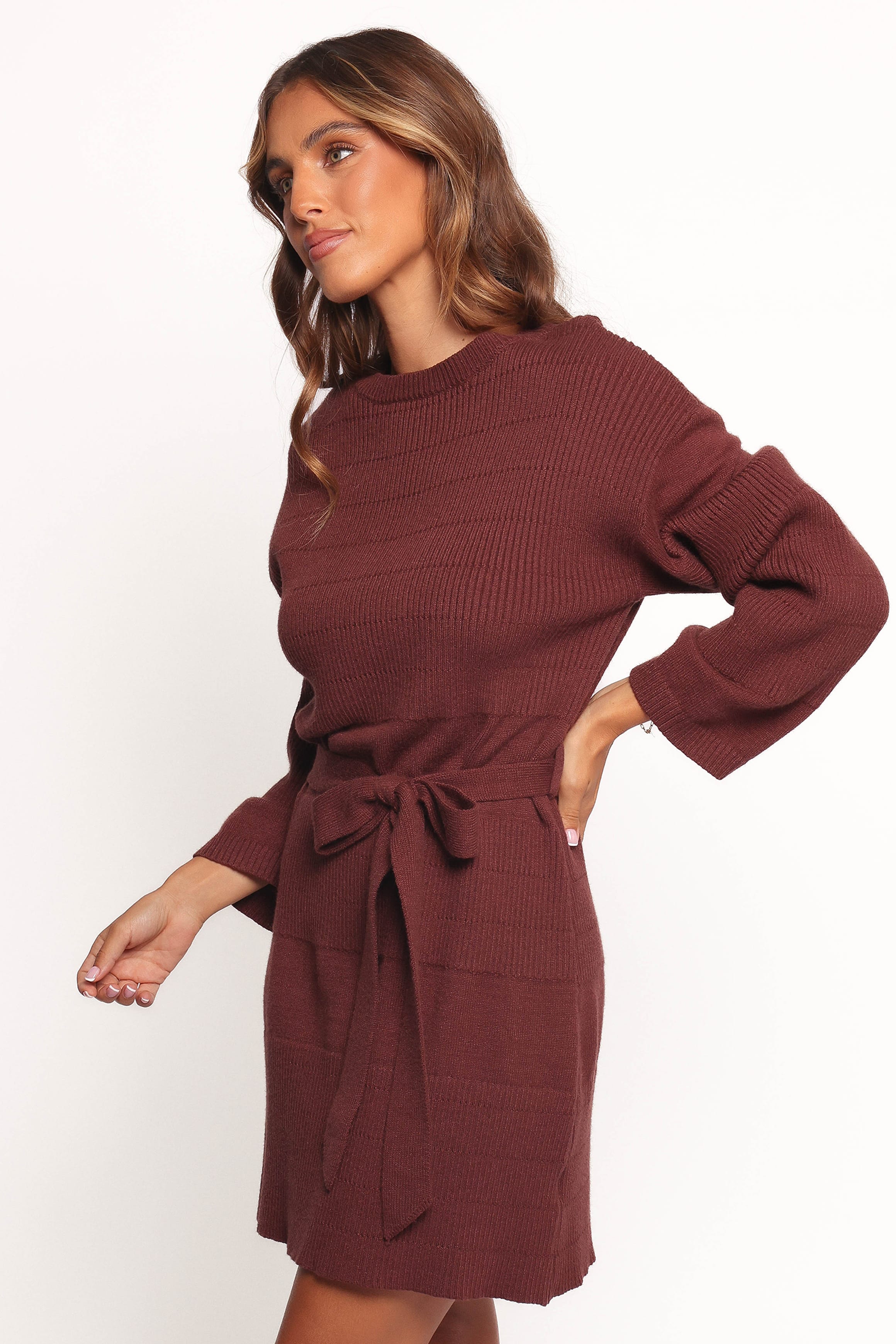 DRESSES Lucca Mini Sweater Dress - Chocolate Brown