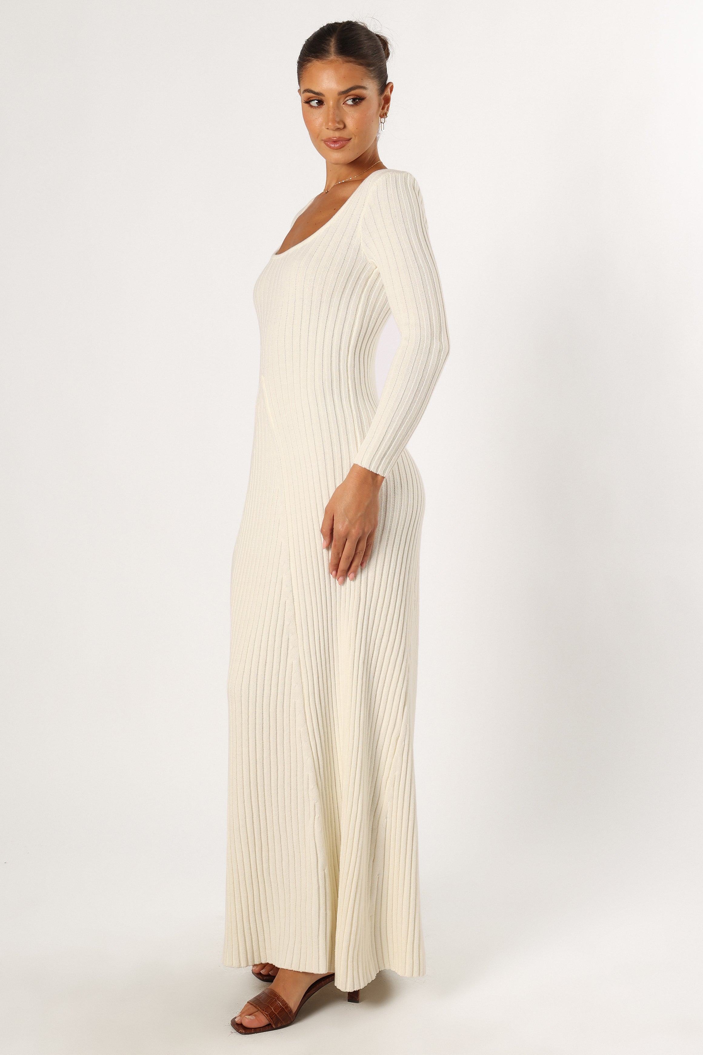 DRESSES @Luisa Longsleeve Knit Dress - Cream