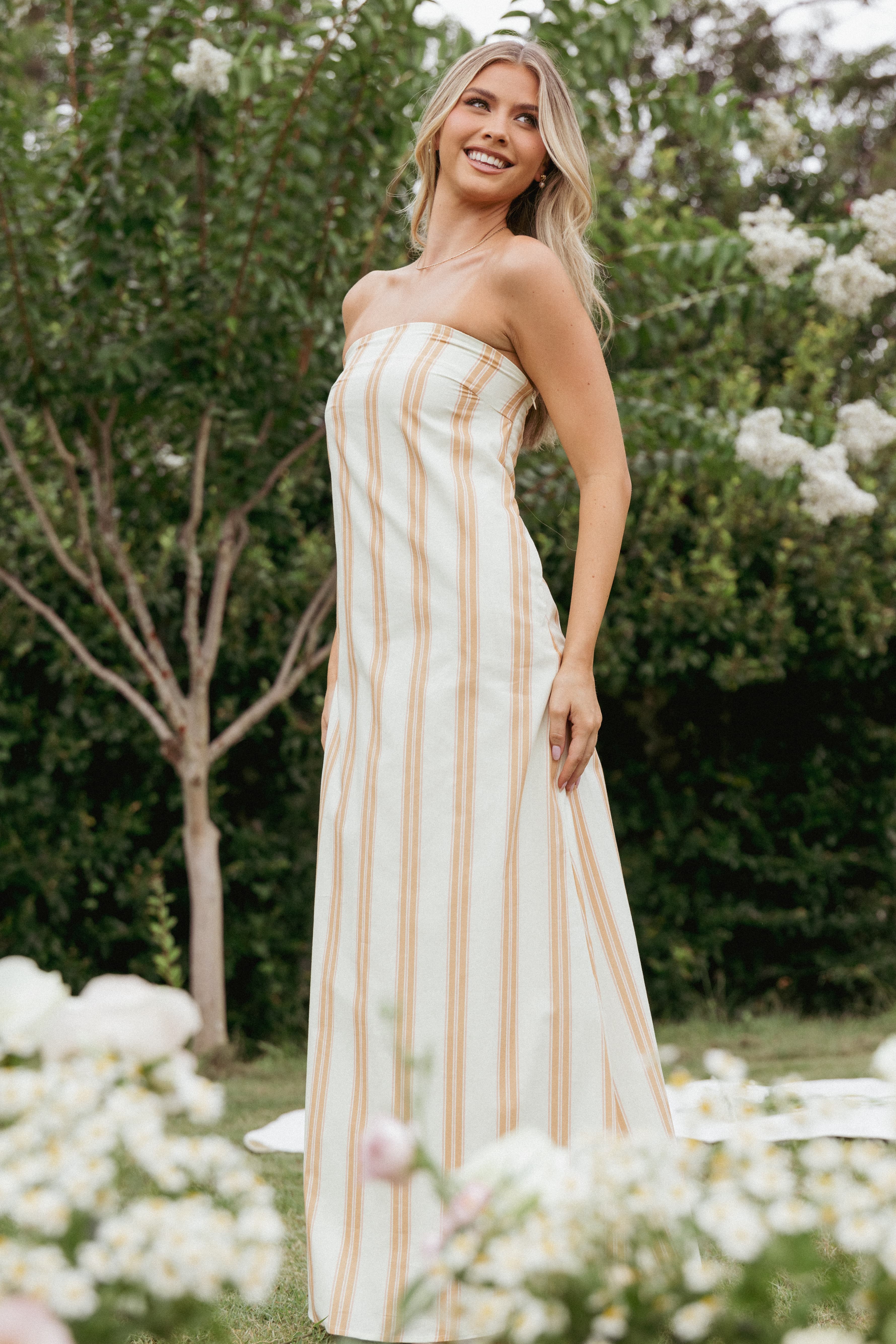 DRESSES Luisa Midi Dress - Brown Stripe