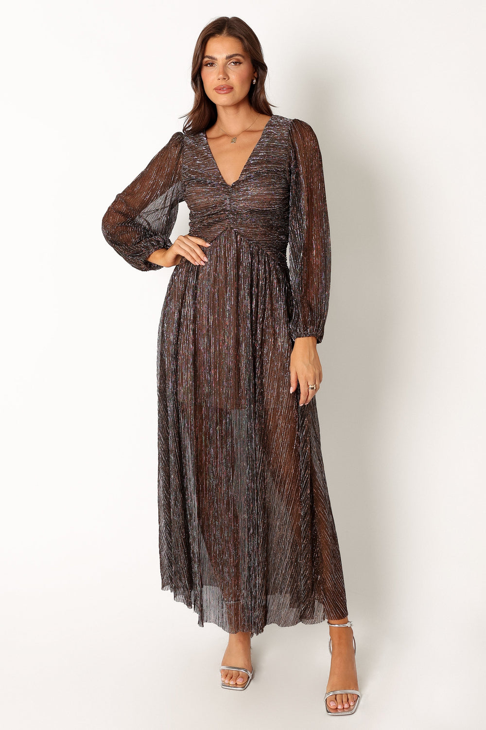 Shop Formal Dress - Lustre Long Sleeve Midi Dress - Bronze secondary image