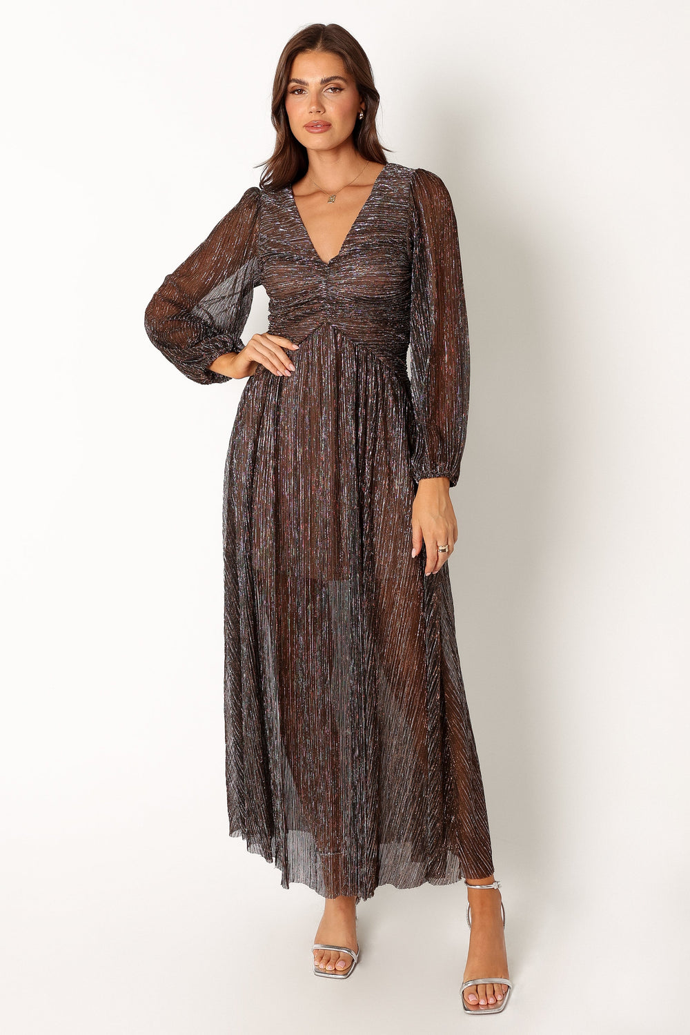 Lustre Long Sleeve Midi Dress - Bronze - View 1 | Shop Formal Dress