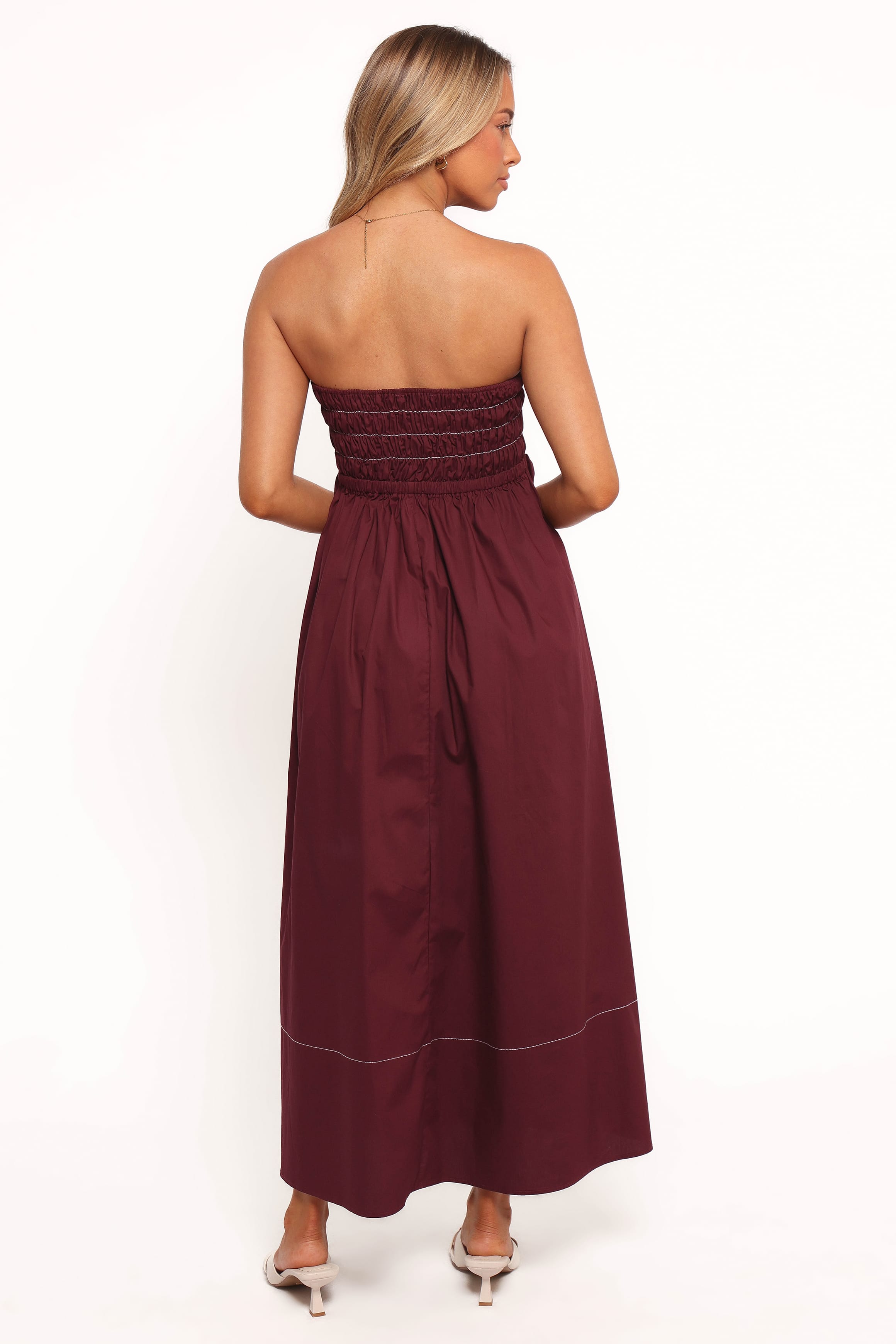 DRESSES Lyanna Strapless Midi Dress - Cherry