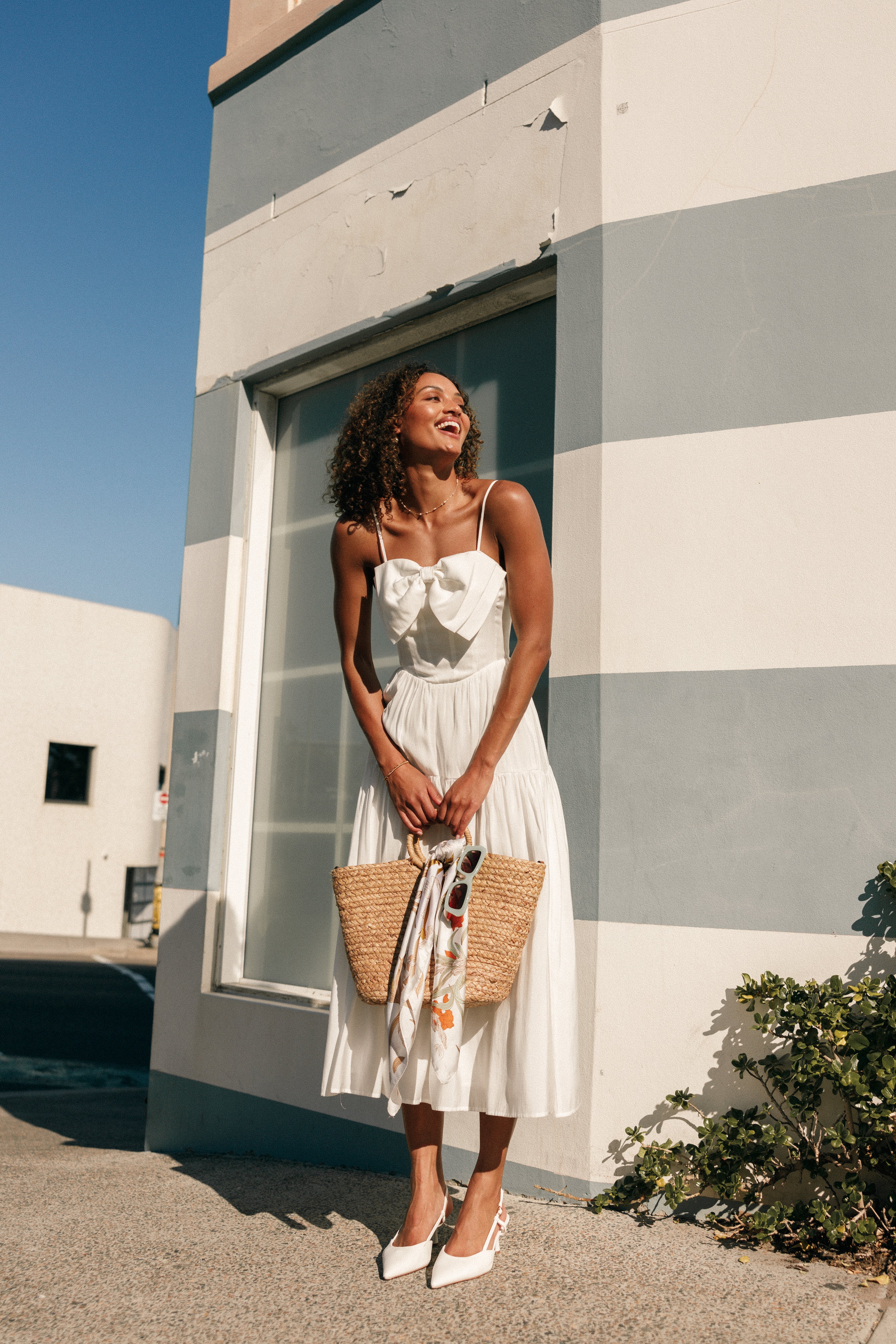 DRESSES @Maeve Midi Bow Dress - Ivory