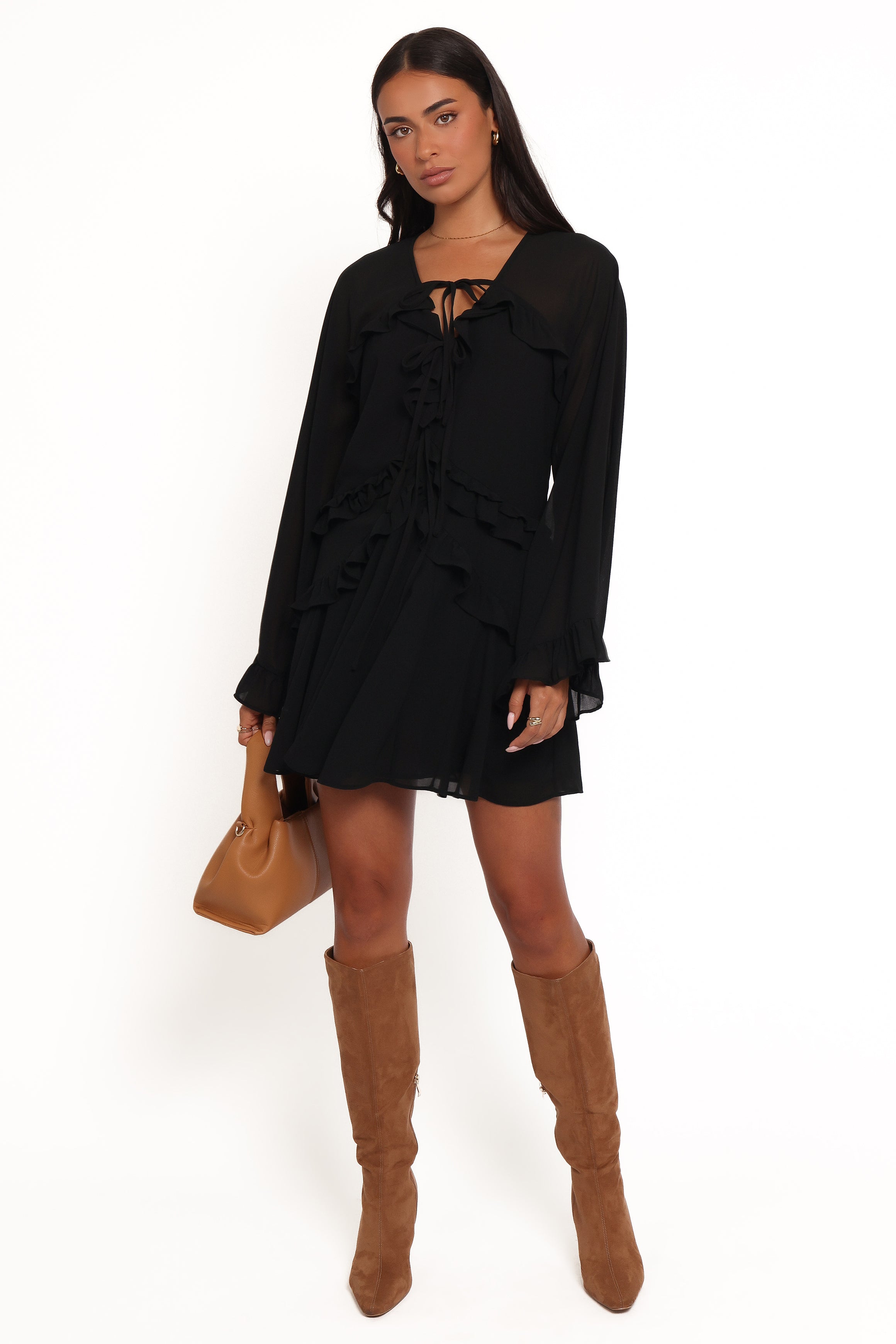 DRESSES Magnolia Long Sleeve Mini Dress - Black