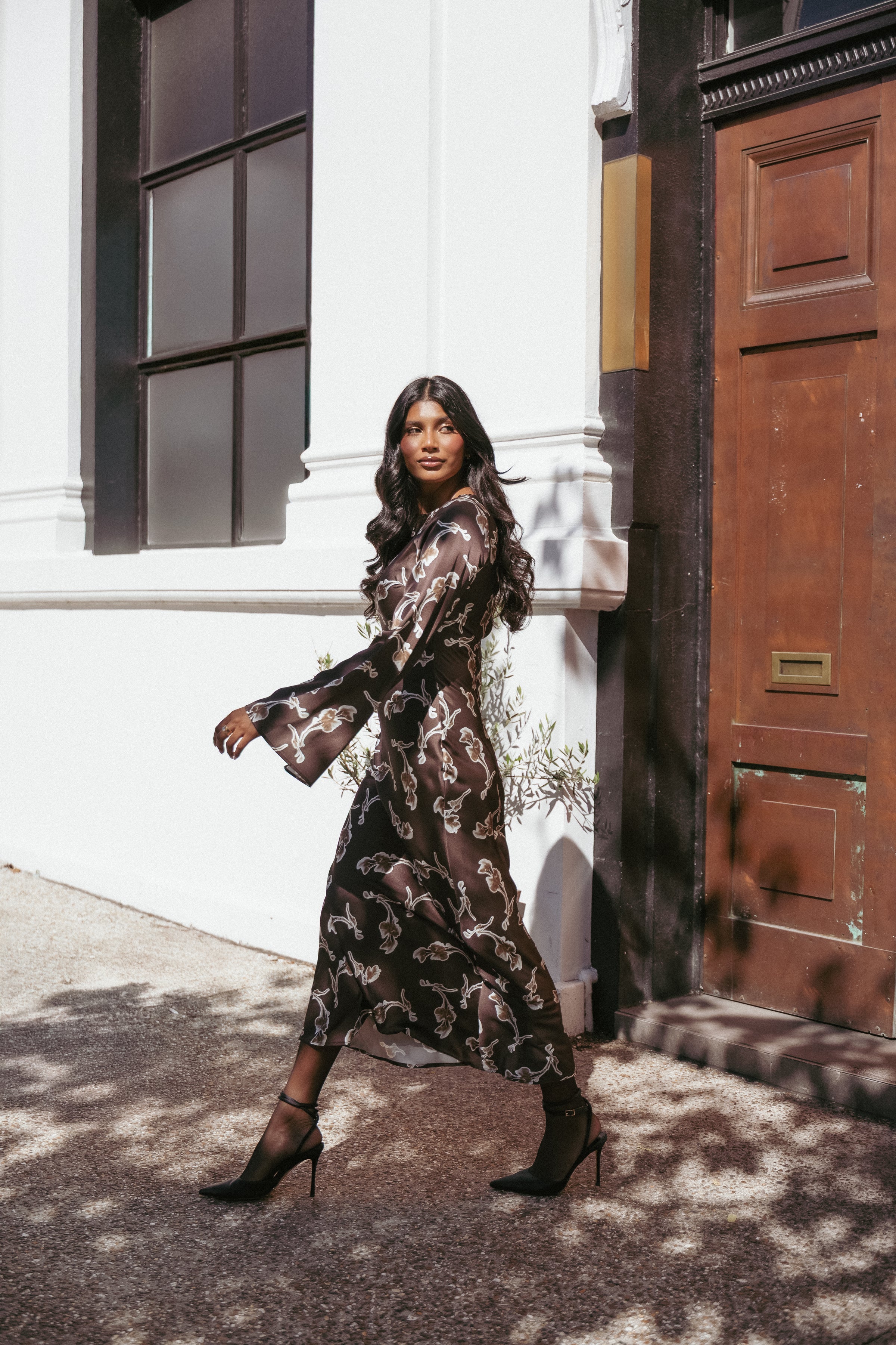 DRESSES Maia Long Sleeve Maxi Dress - Chocolate Orchid