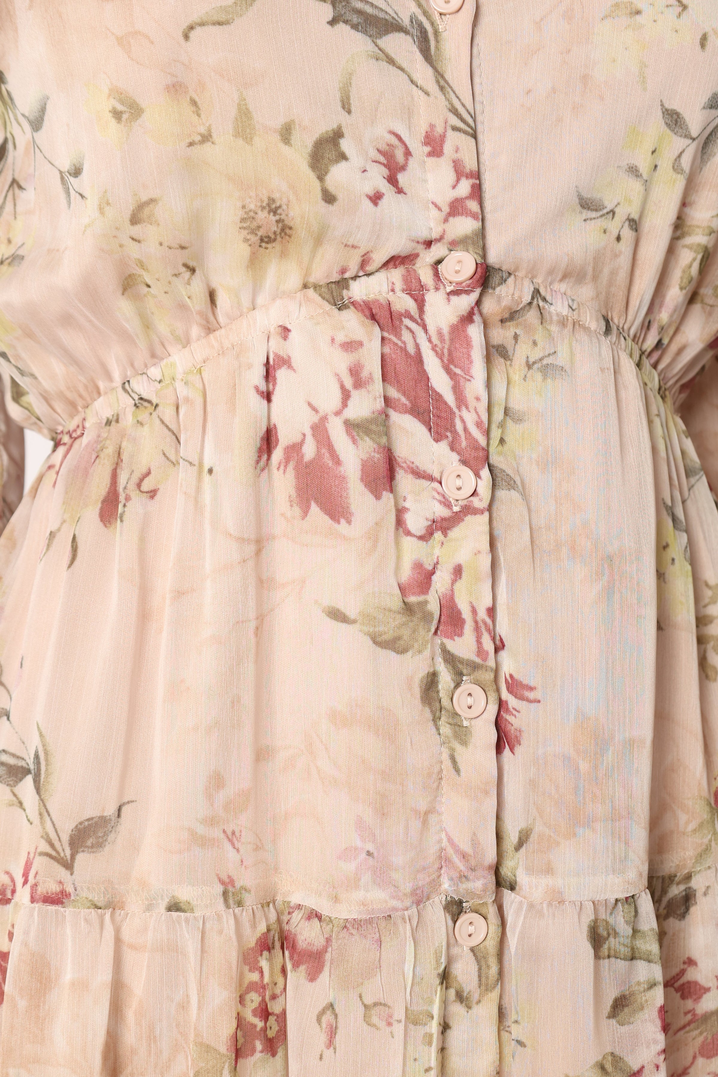 DRESSES @Maria Long Sleeve Maxi Dress - Cream