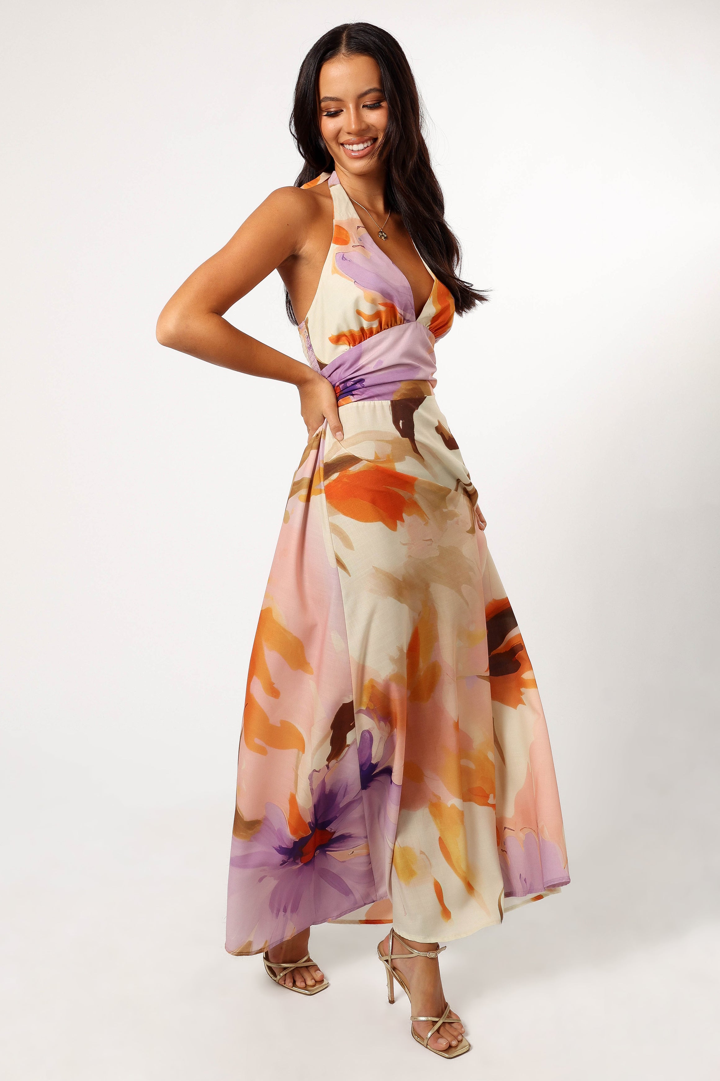 DRESSES @Marie Halterneck Maxi Dress - Multi (Hold for Euro Summer)