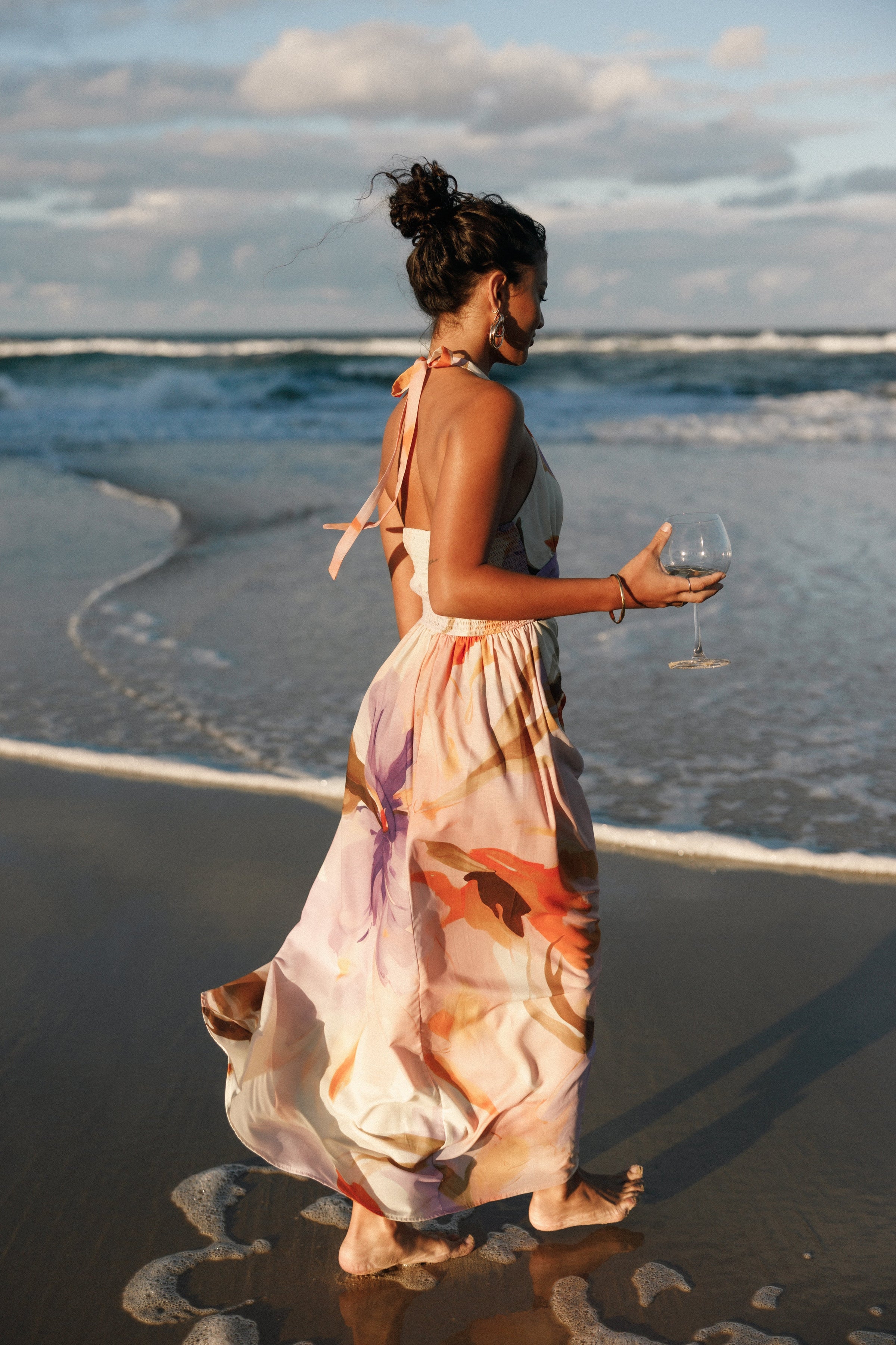 DRESSES @Marie Halterneck Maxi Dress - Multi (Hold for Euro Summer)