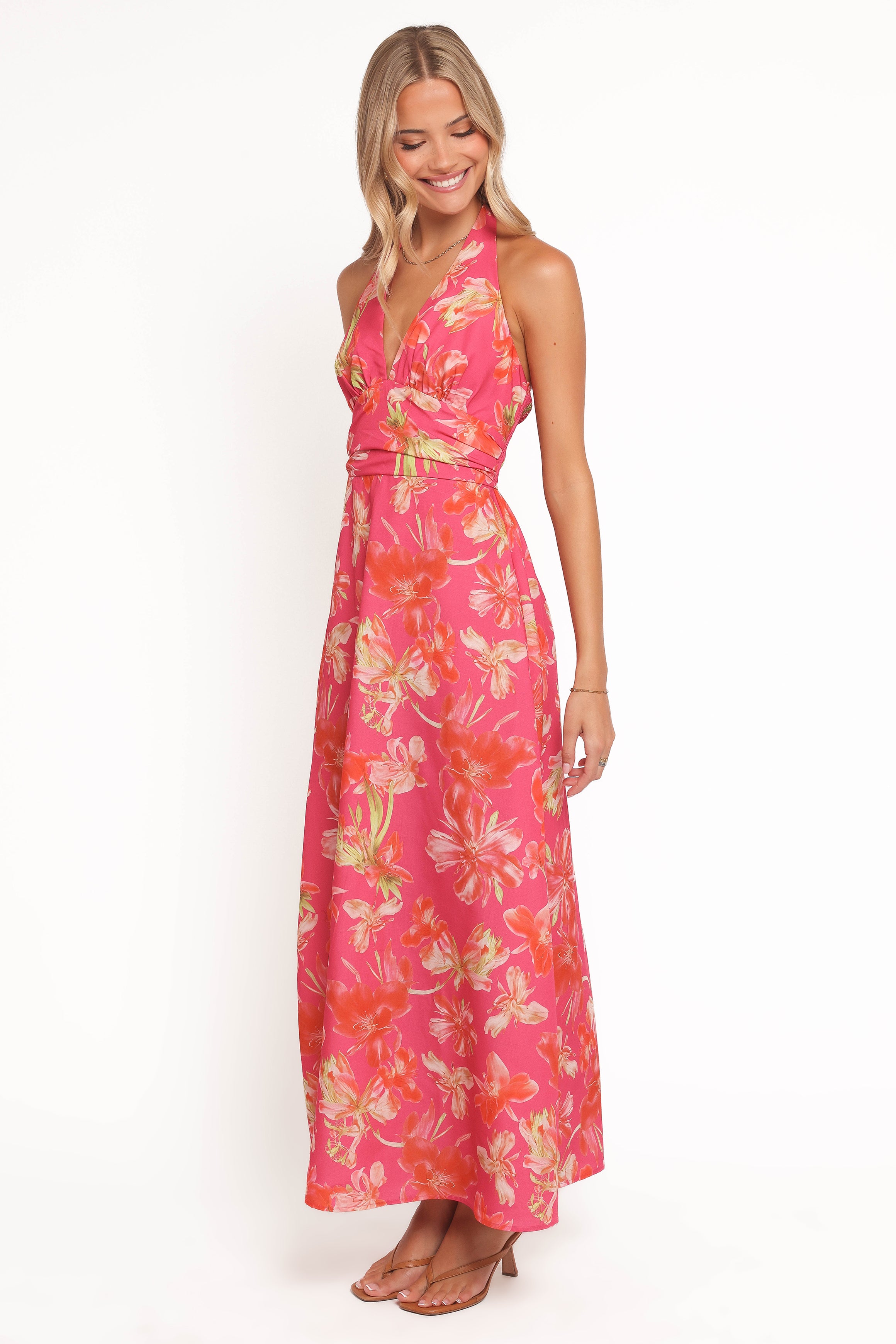 DRESSES Marie Halterneck Maxi Dress - Pink Floral