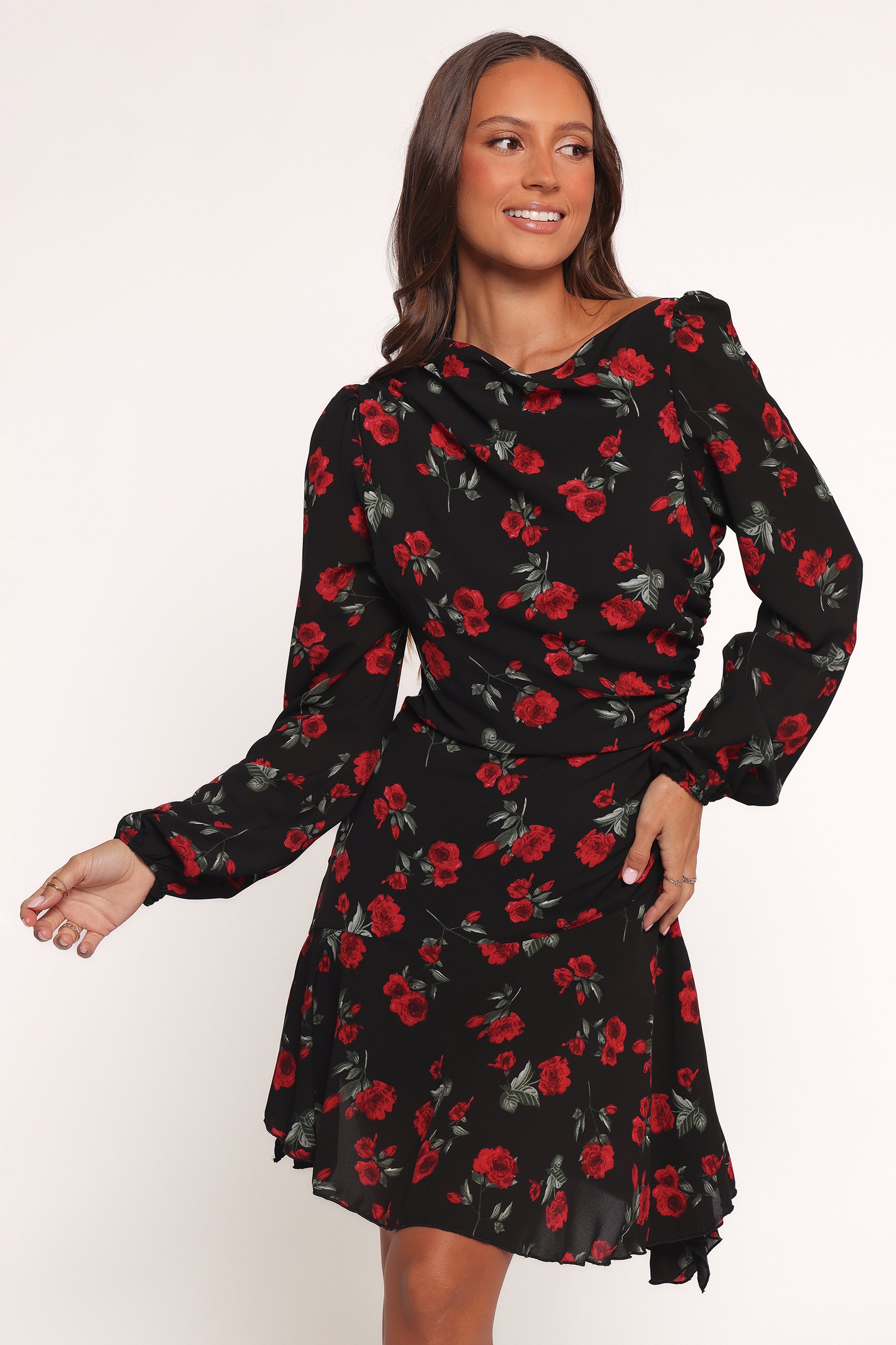 DRESSES Mariska Long Sleeve Mini Dress - Rose Print