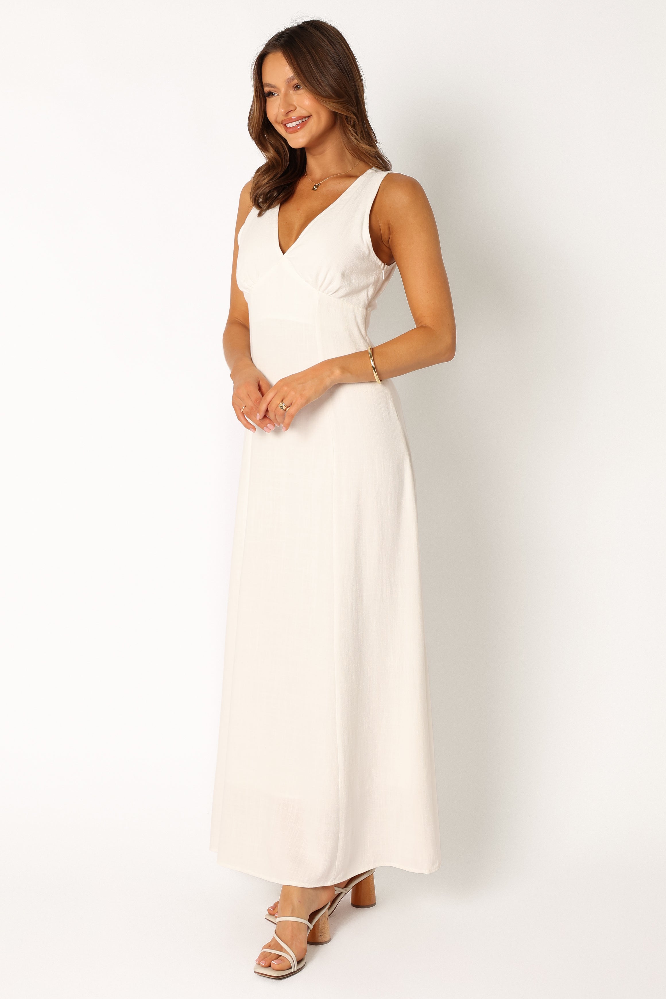 DRESSES @Marley Midi Slip Dress - White