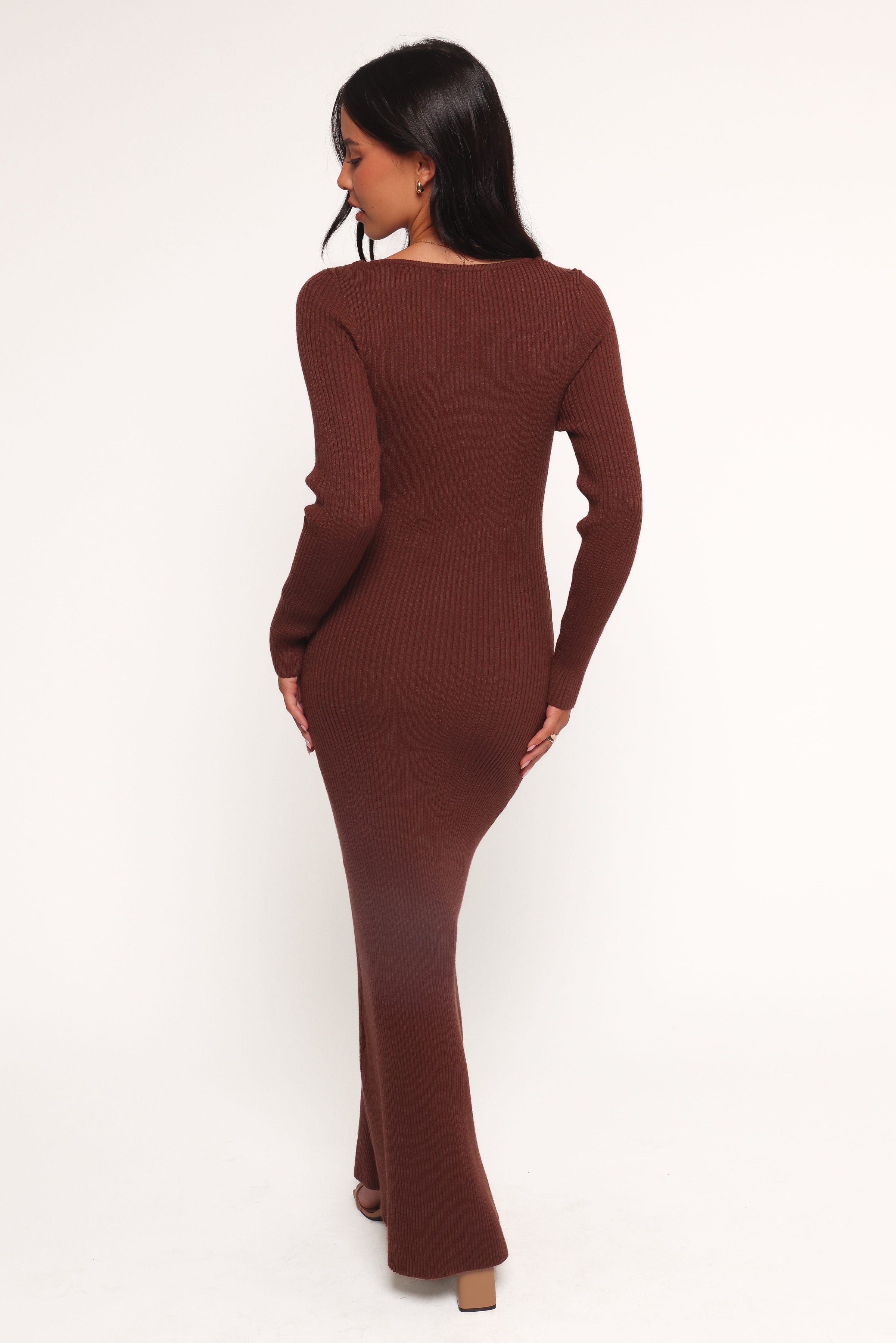 DRESSES Marshall Button Through Knit Maxi Dress - Chocolate