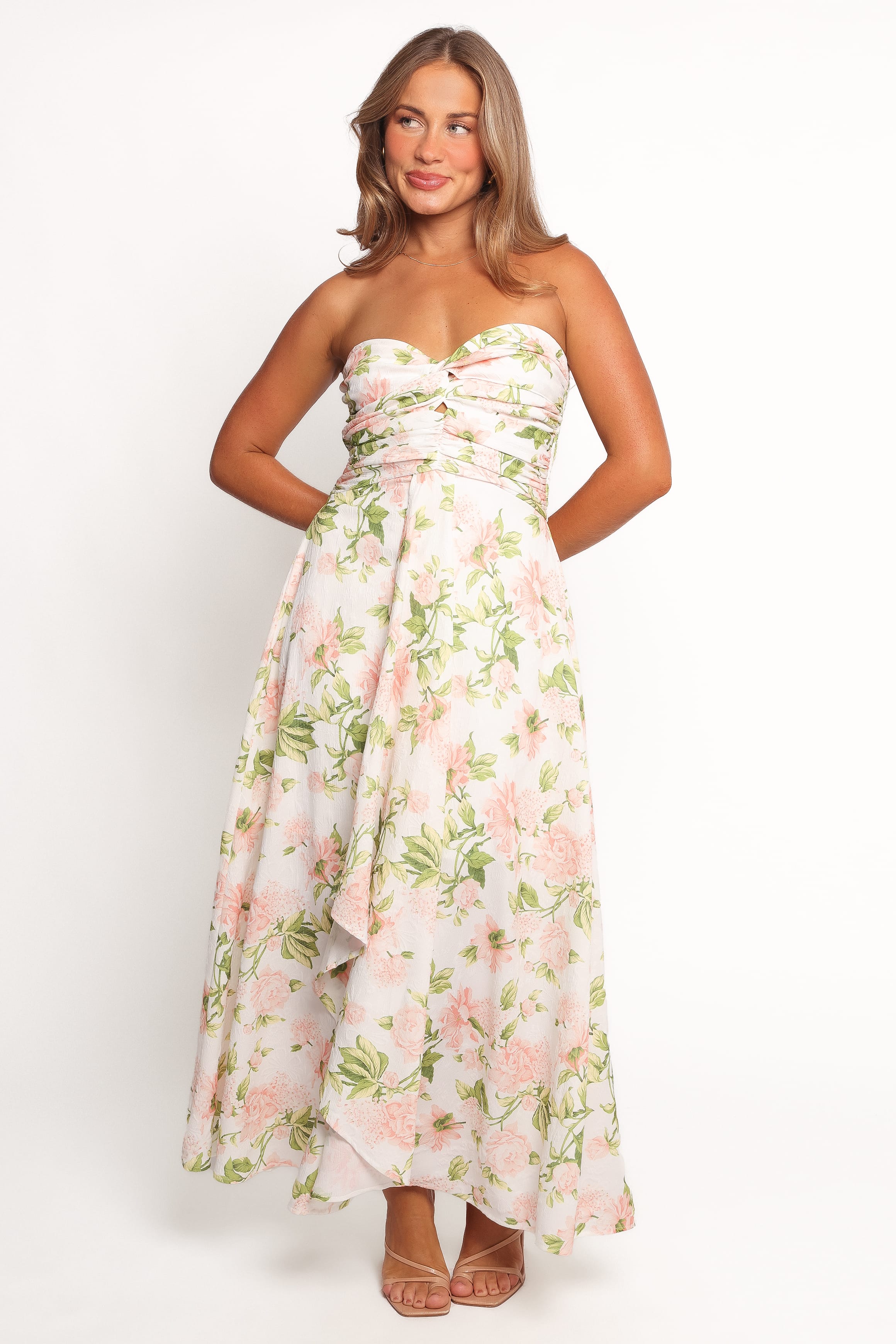 DRESSES Marta Strapless Midi Dress - Pink Floral