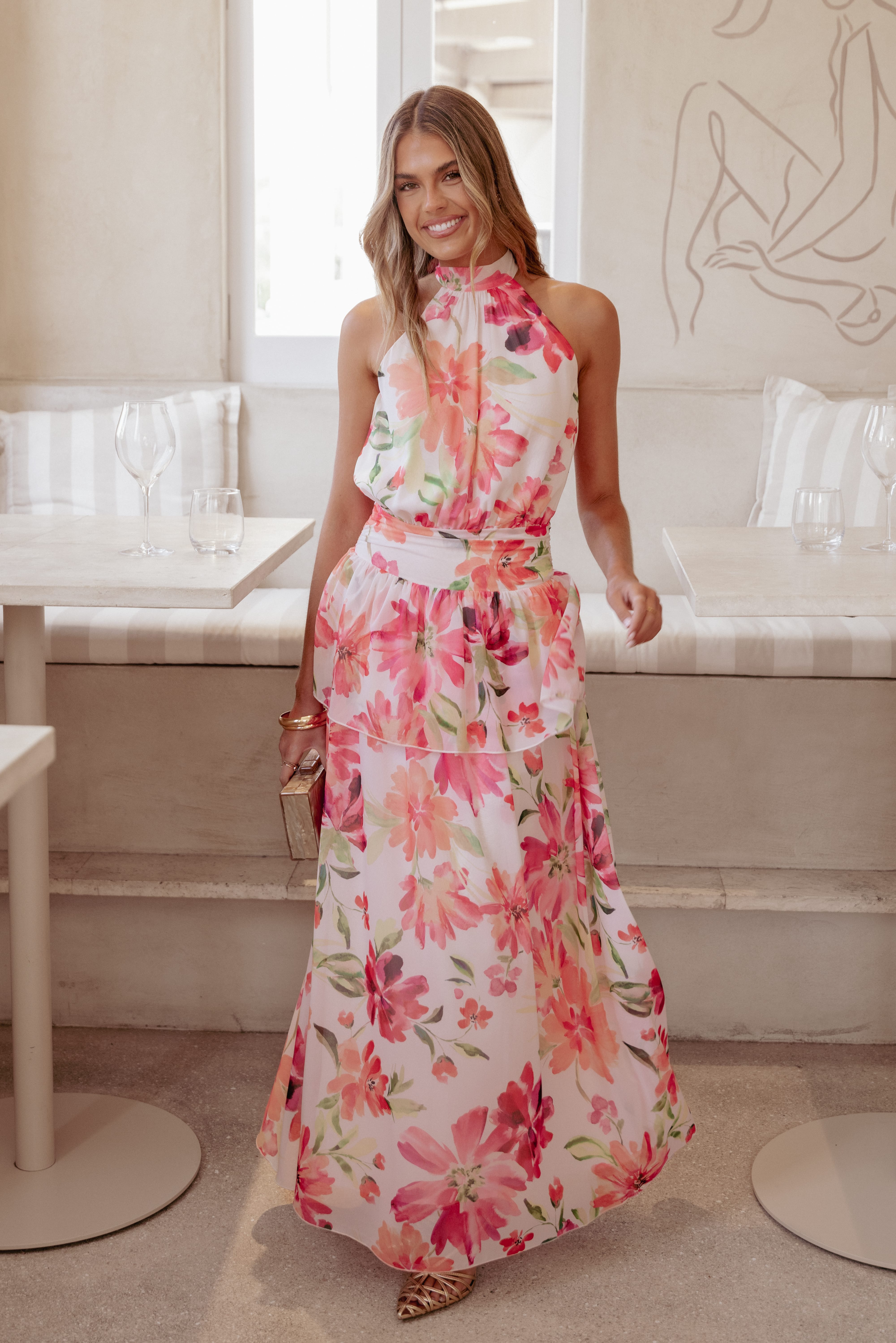 DRESSES Martha Maxi Dress - Orange Floral