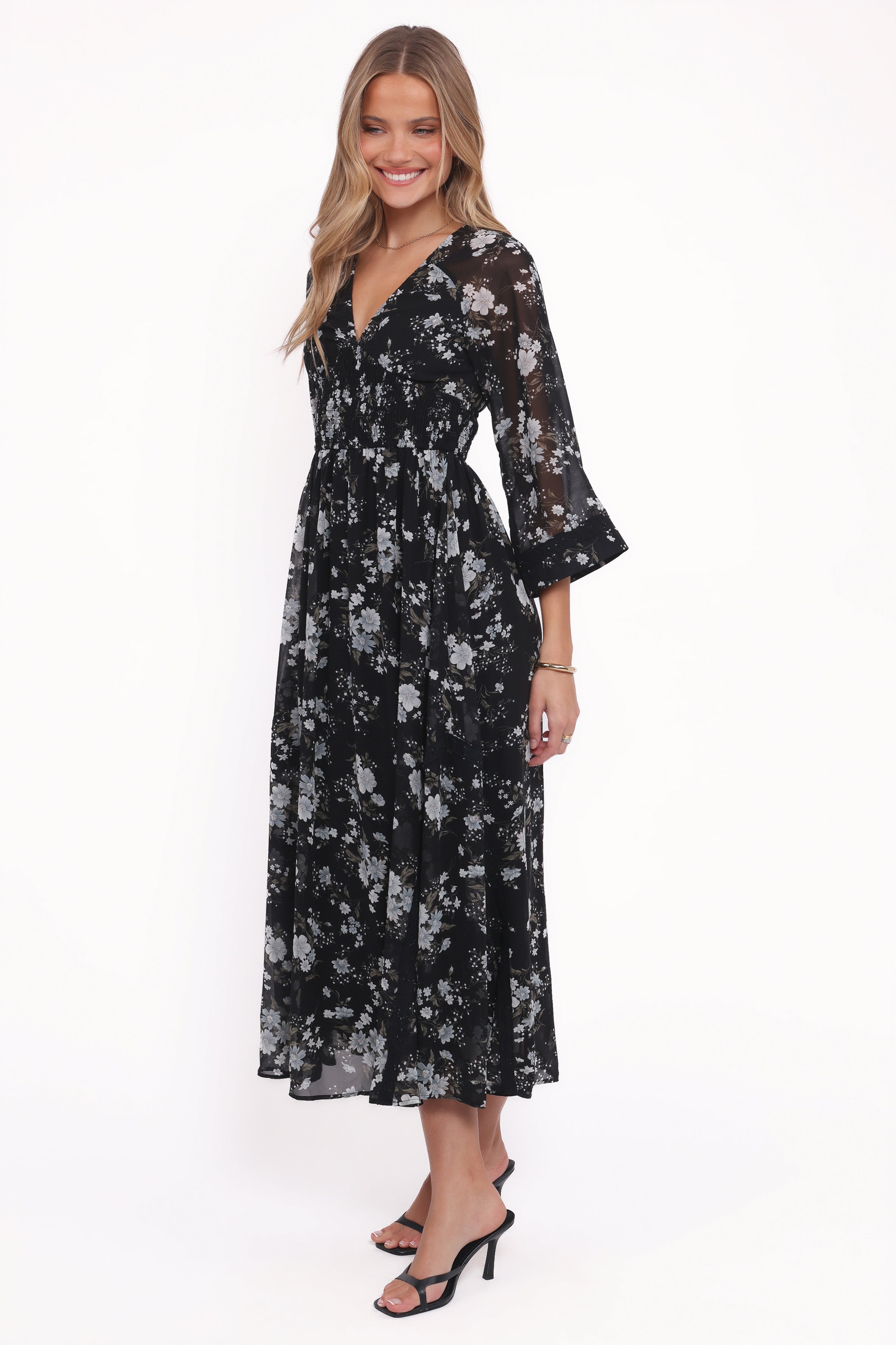 DRESSES Mavis Long Sleeve Maxi Dress - Black Floral