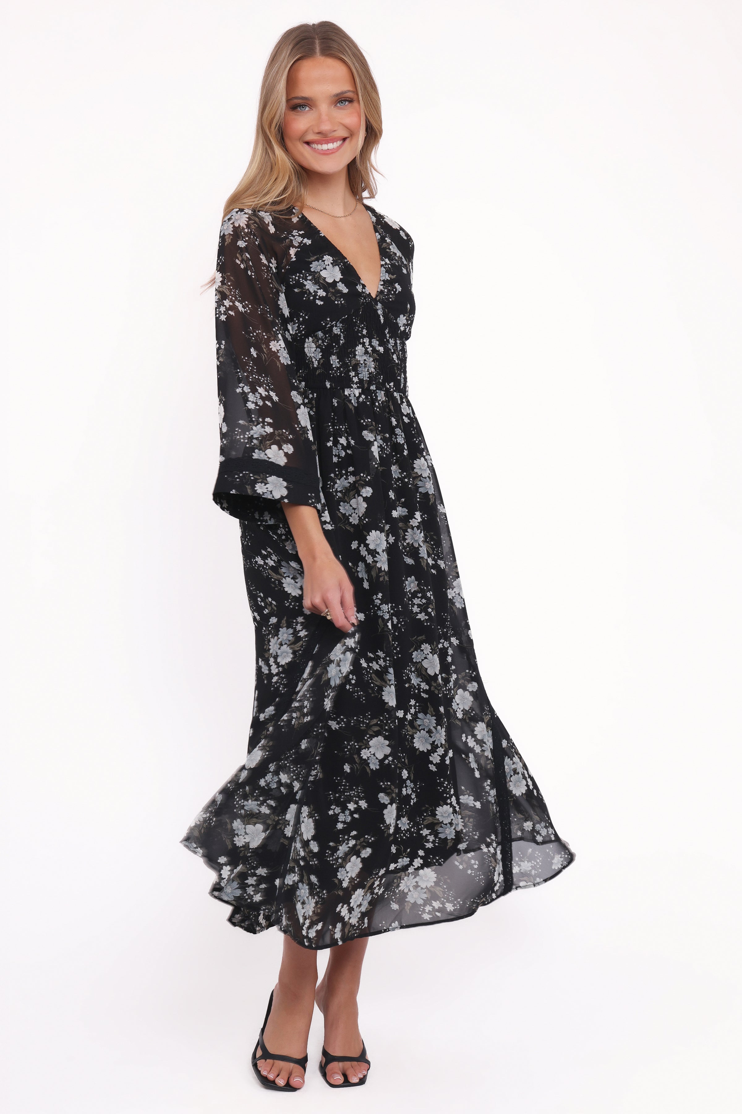 DRESSES Mavis Long Sleeve Maxi Dress - Black Floral