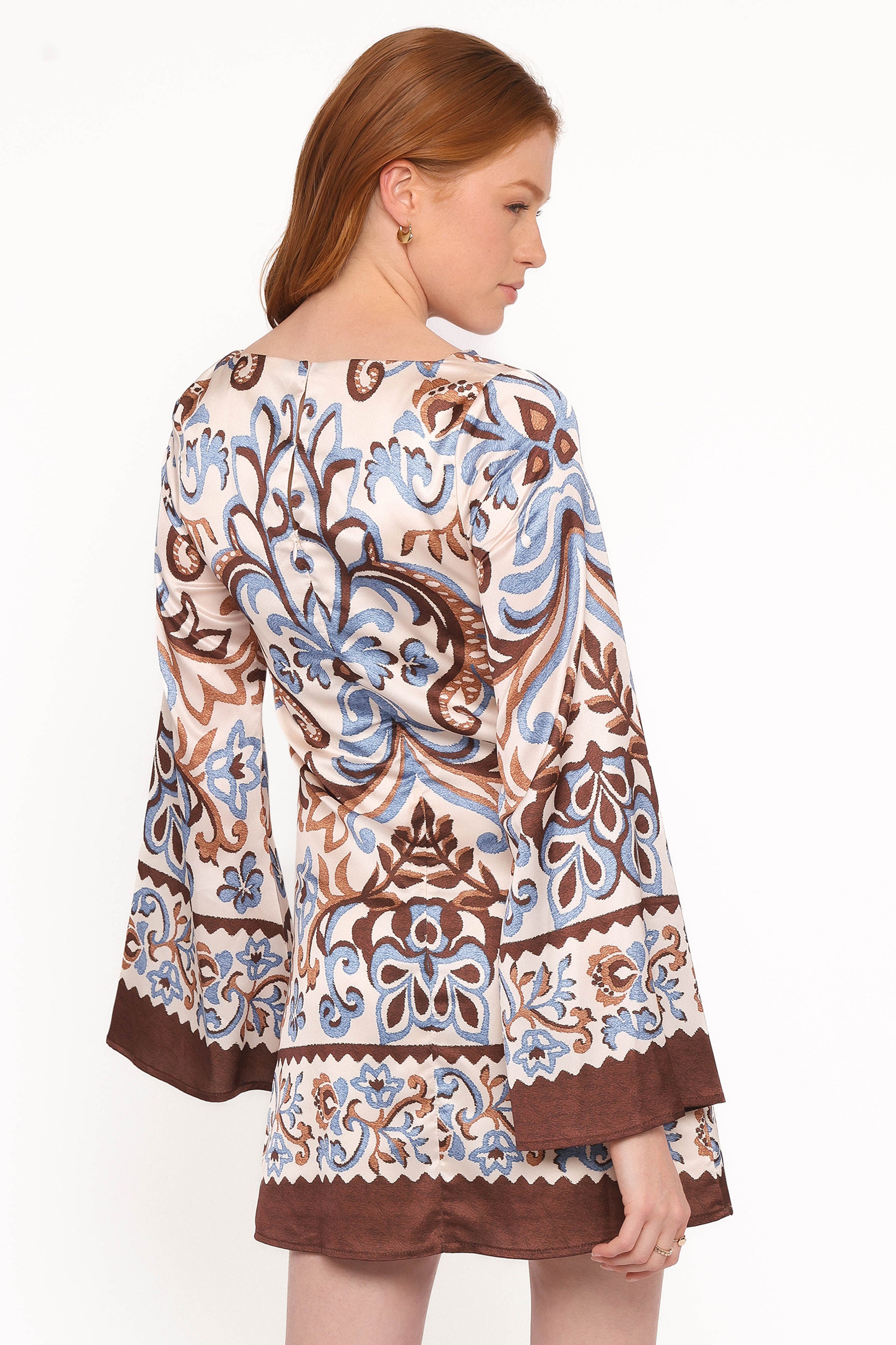 DRESSES Megan Mini Dress - Ivory Brown Blue
