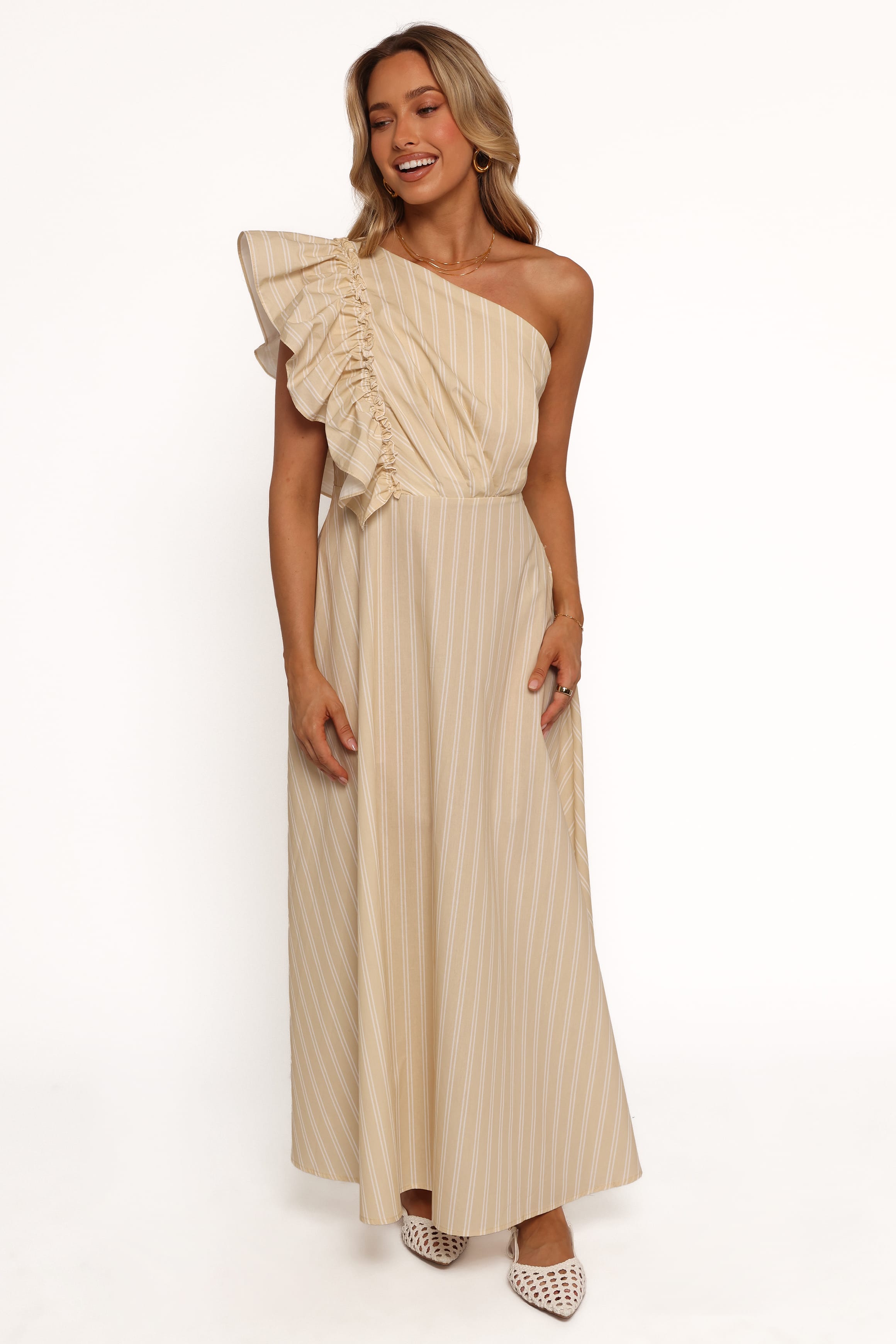 DRESSES Meggy Maxi Dress - Sand/White