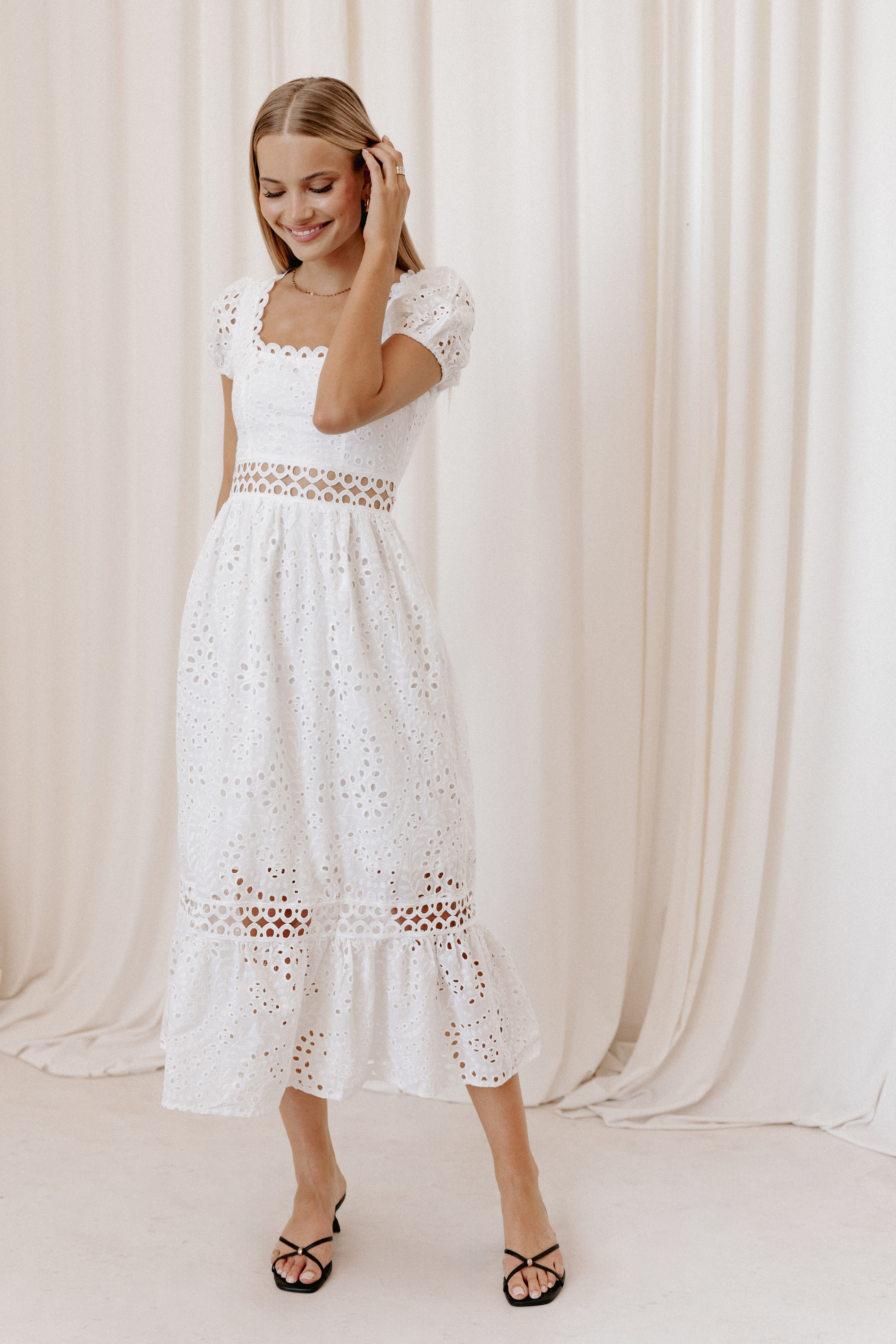 DRESSES Melania Midi Dress - White