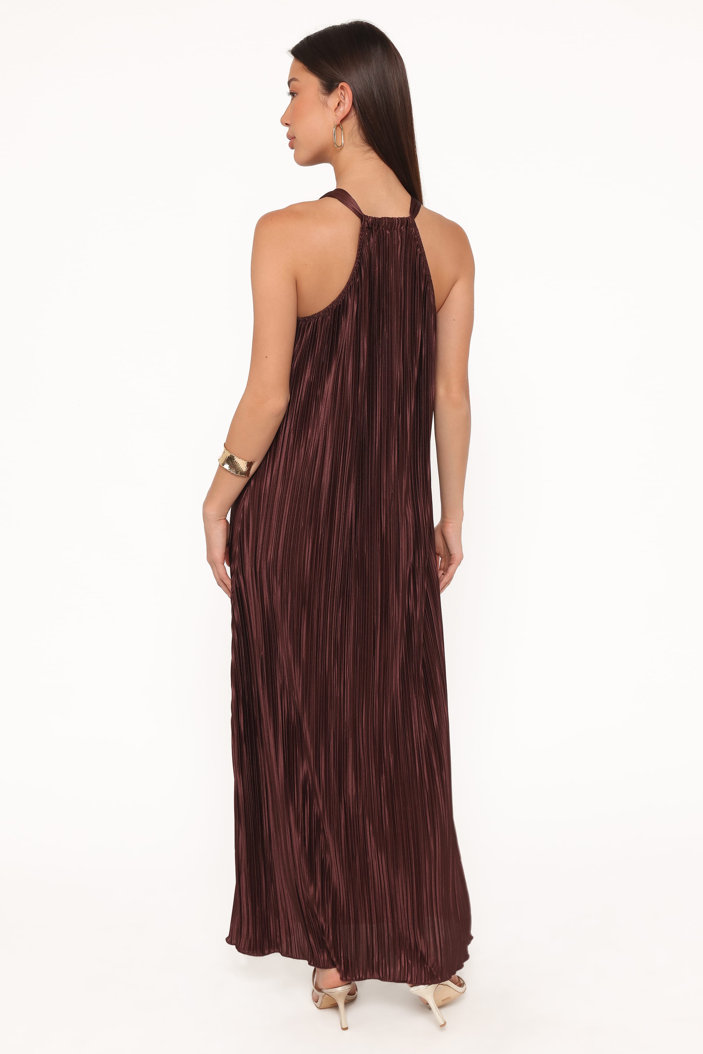 DRESSES Melody Plisse Halter Maxi Dress - Brown