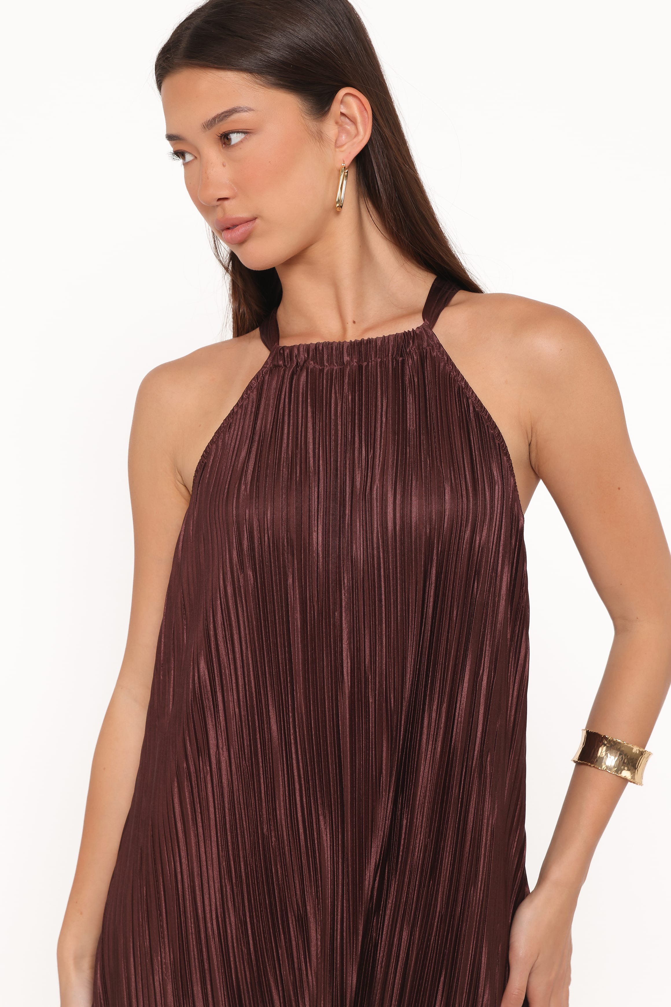 DRESSES Melody Plisse Halter Maxi Dress - Brown