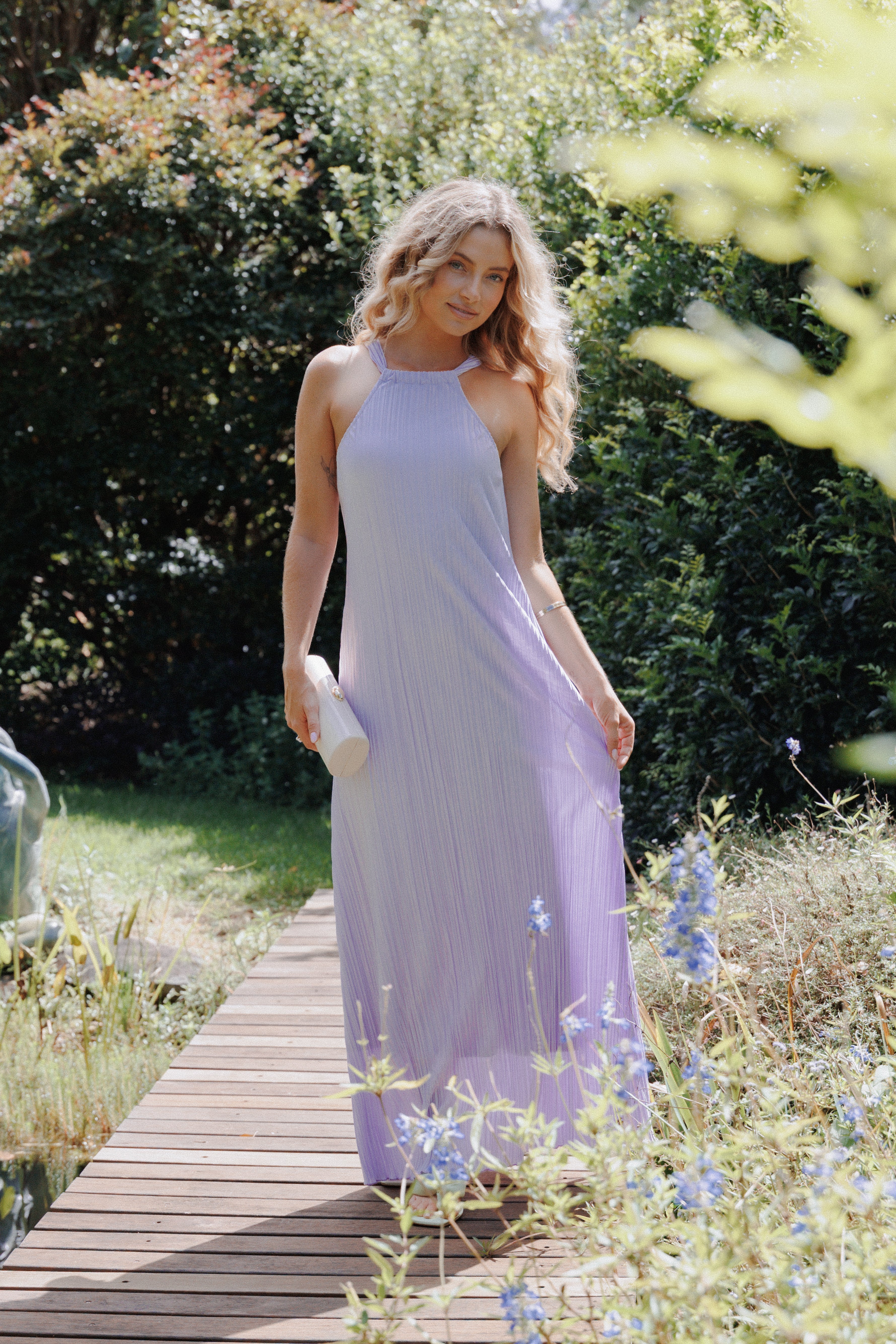 DRESSES Melody Plisse Halter Maxi Dress - Lavender