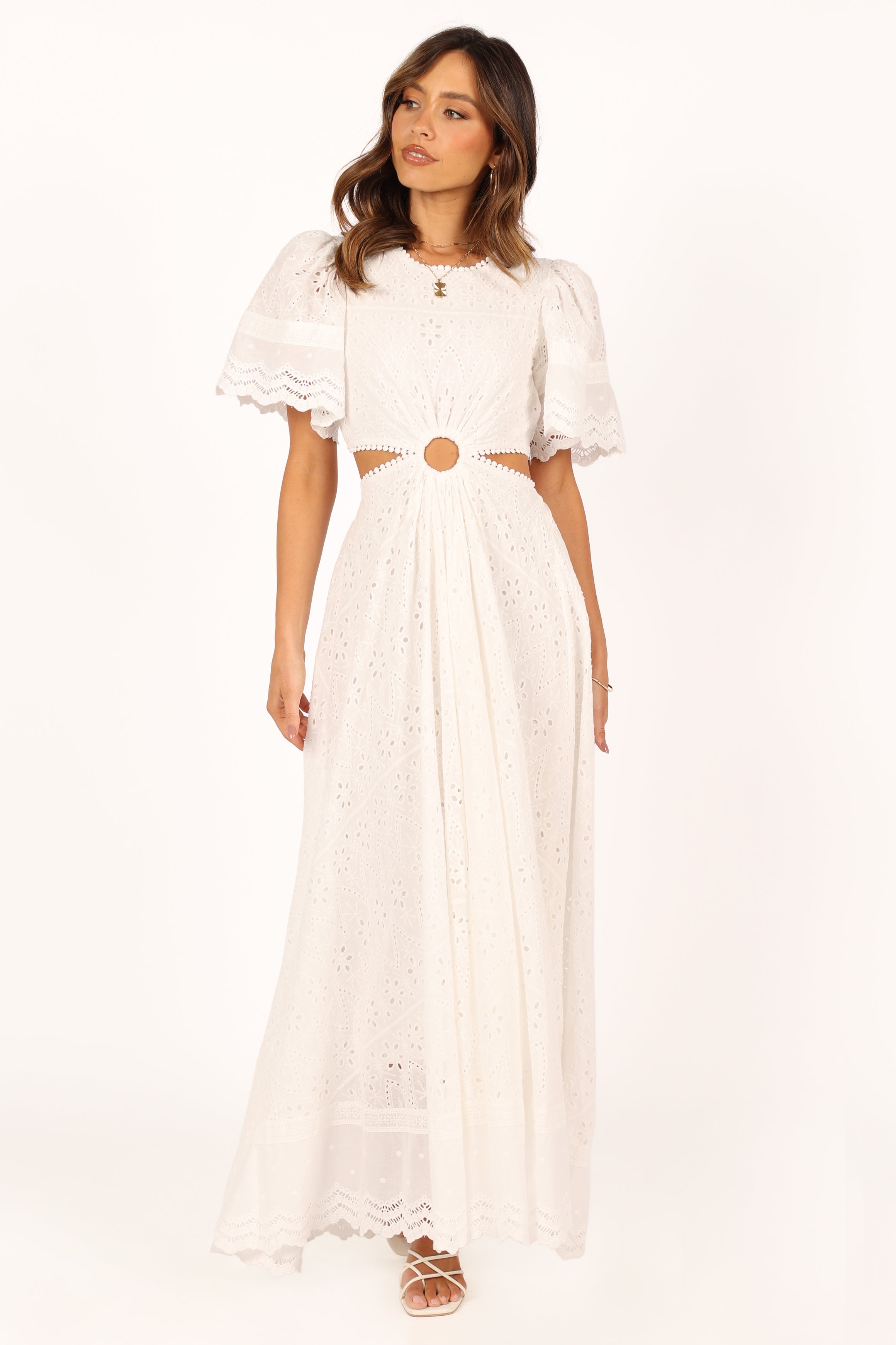 DRESSES @Merletto Cut Out Midi Dress - White