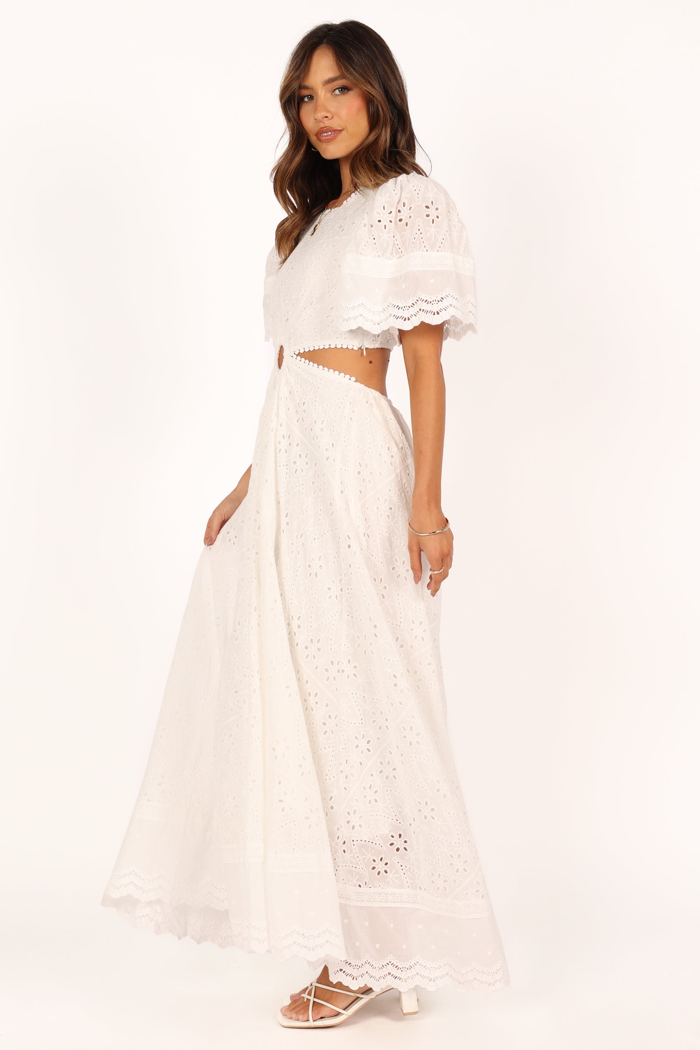 DRESSES @Merletto Cut Out Midi Dress - White