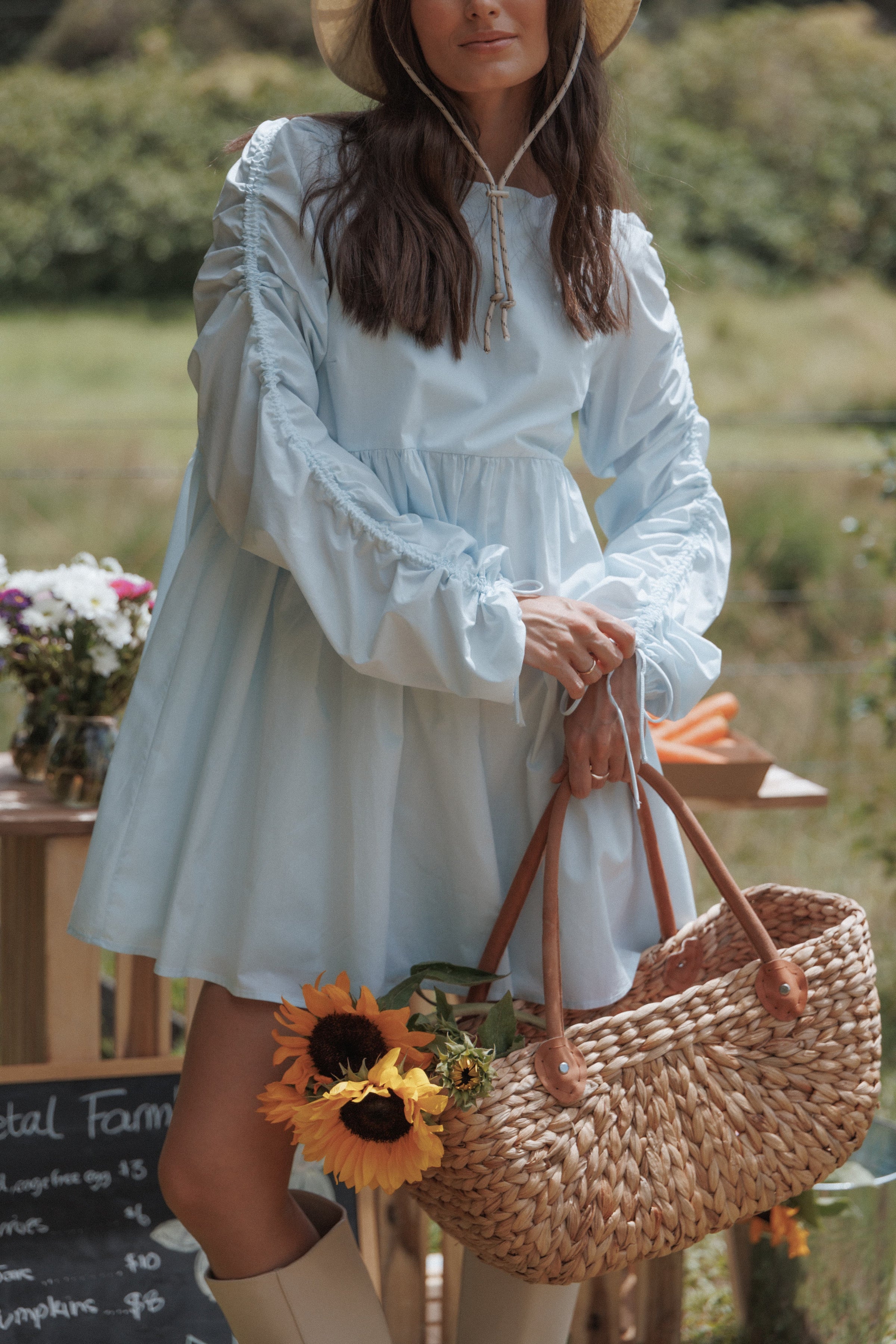 DRESSES Micaela Long Sleeve Mini Dress - Baby Blue