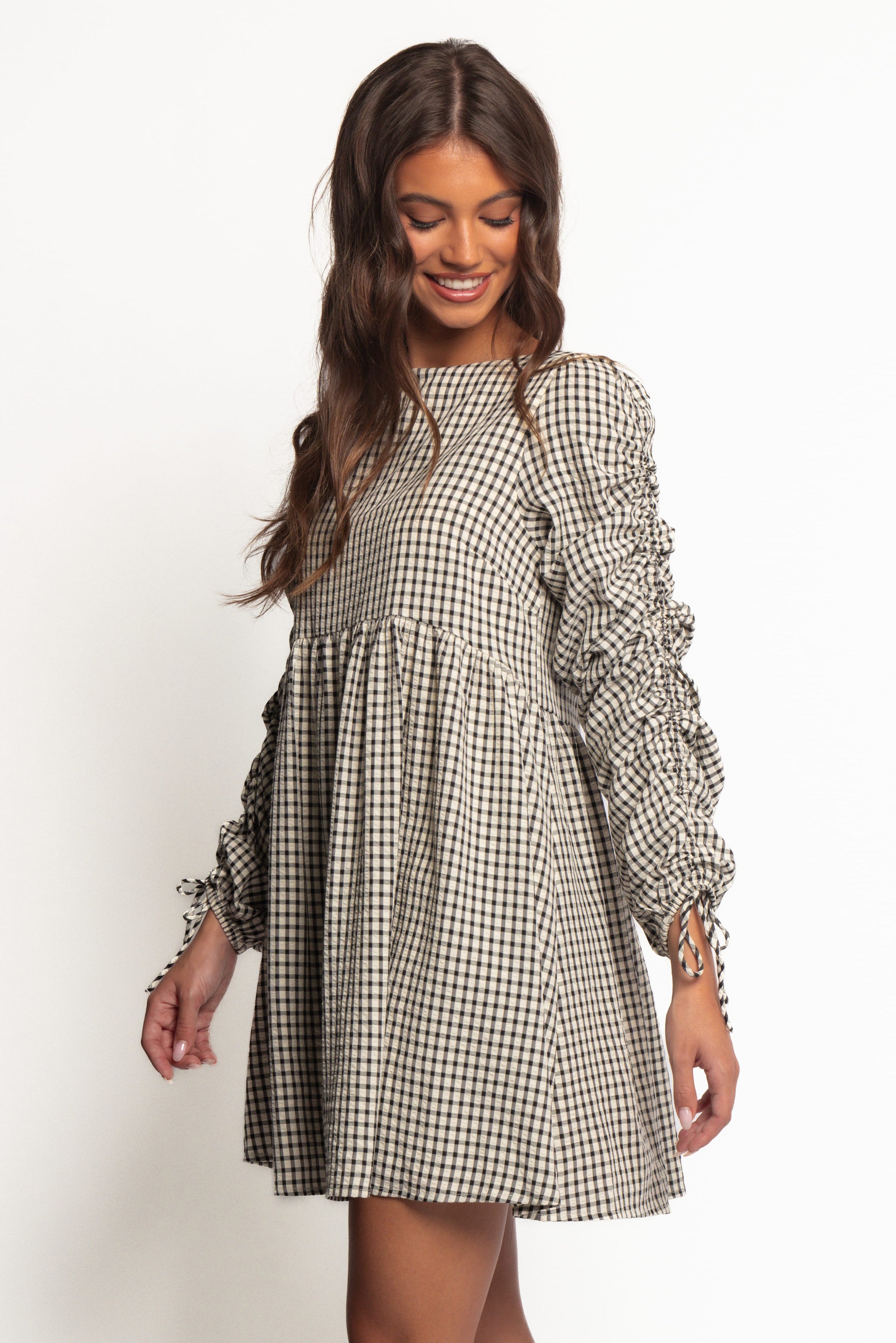 DRESSES Micaela Long Sleeve Mini Dress - Black Gingham