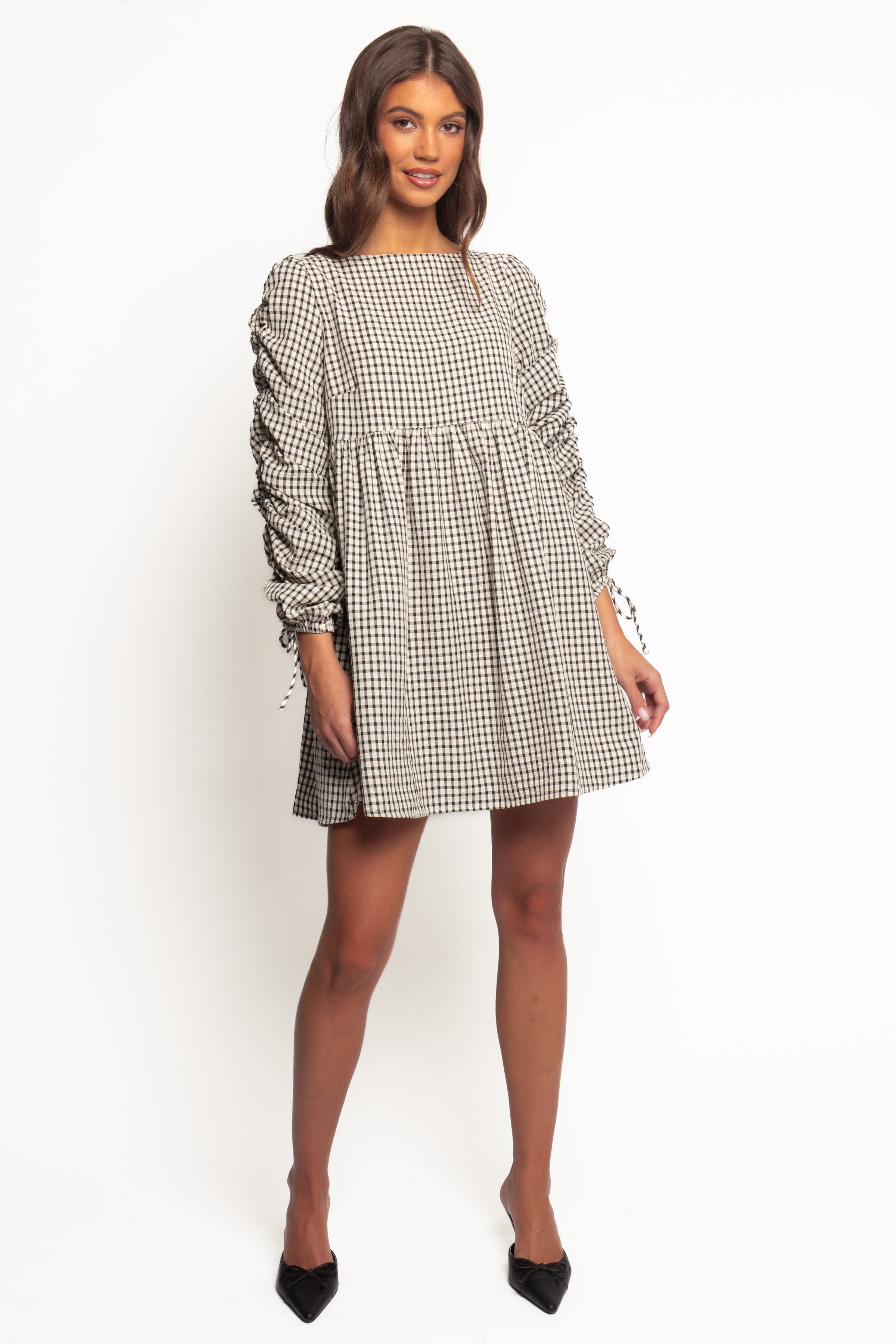 DRESSES Micaela Long Sleeve Mini Dress - Black Gingham