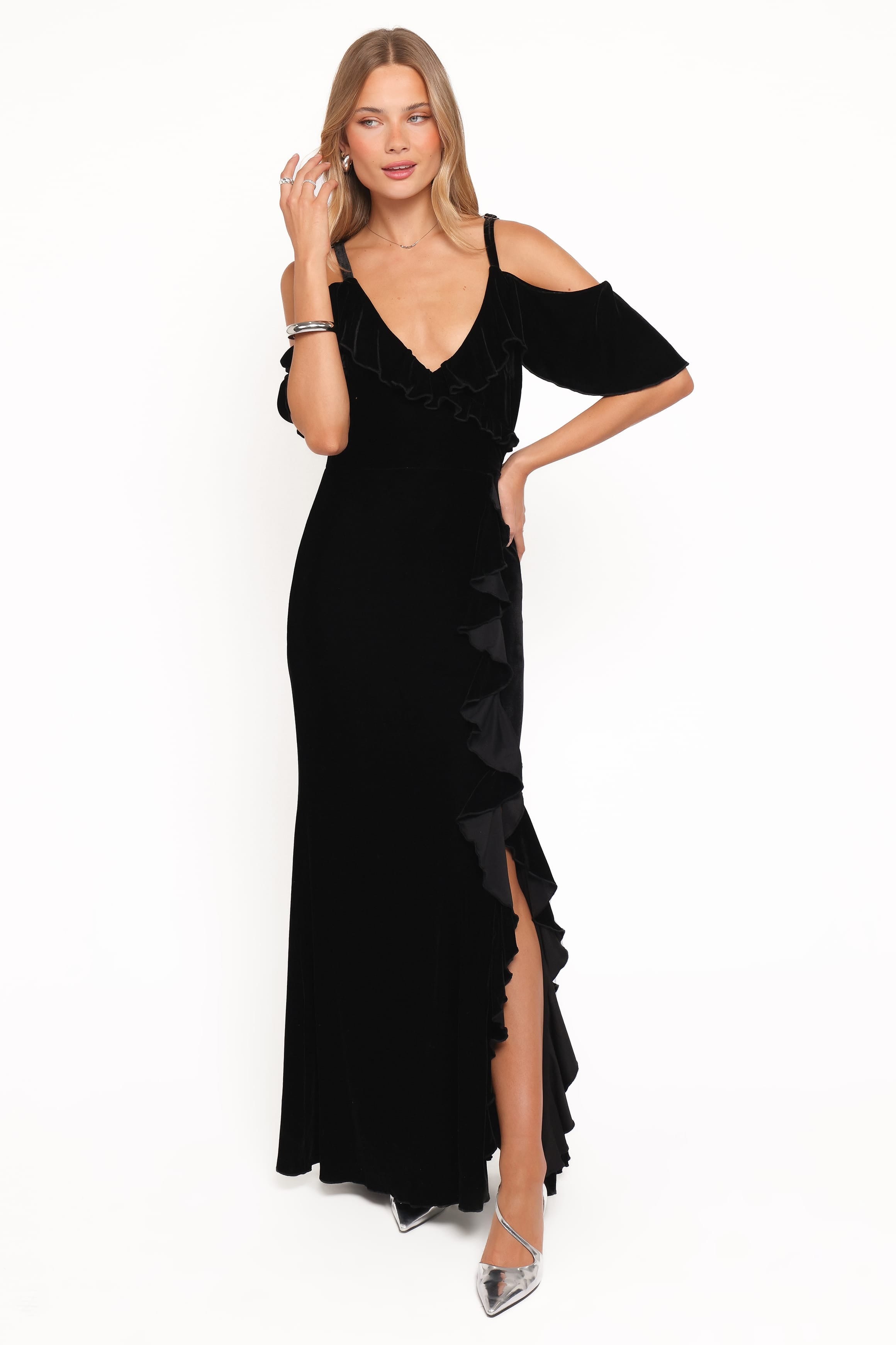 DRESSES Micah Off Shoulder Velvet Maxi Dress - Black